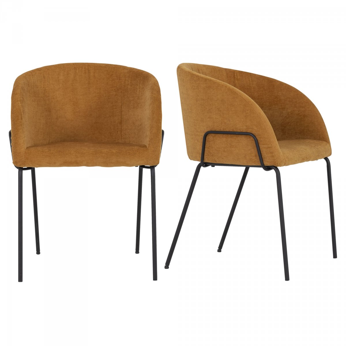 Lot de 2 chaises rembourées avec accoudoirs orange Lot de 2 chaises rembourées avec accoudoirs orange