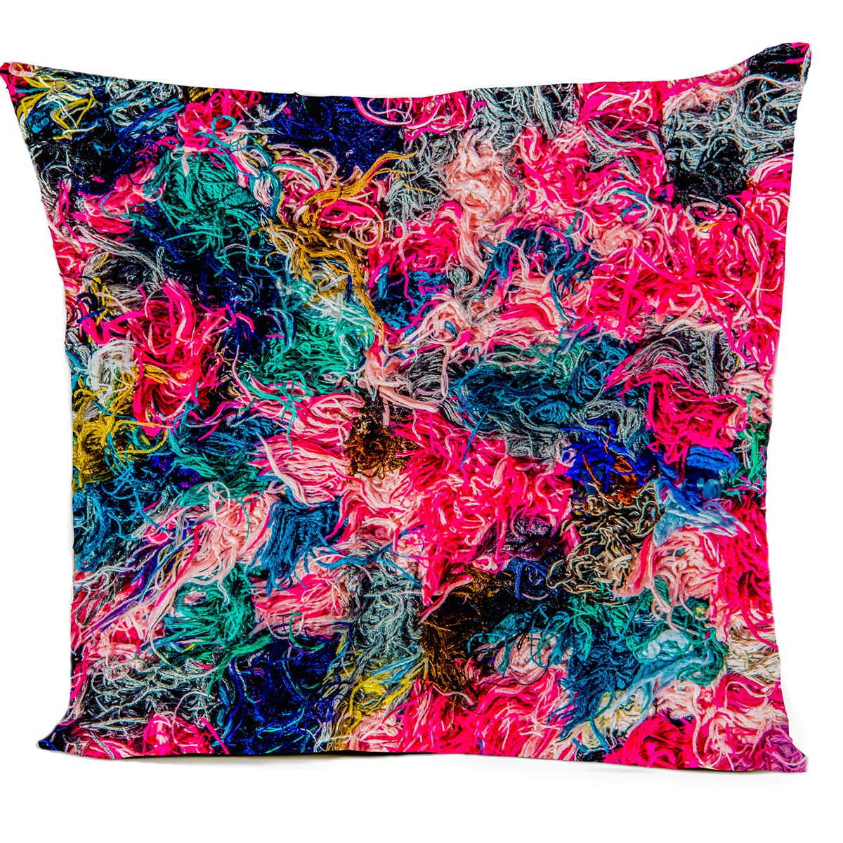 Coussin velours carré imprimé ethnique rose vif 40x40 (photo) Coussin velours carré imprimé ethnique rose vif 40x40
