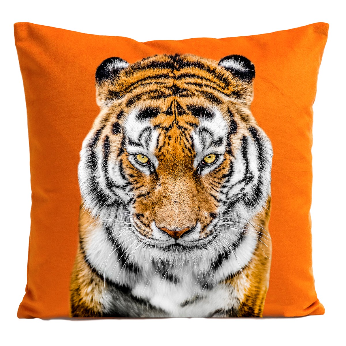 Coussin velours carré imprimé animaux orange vif 60x60 Coussin velours carré imprimé animaux orange vif 60x60