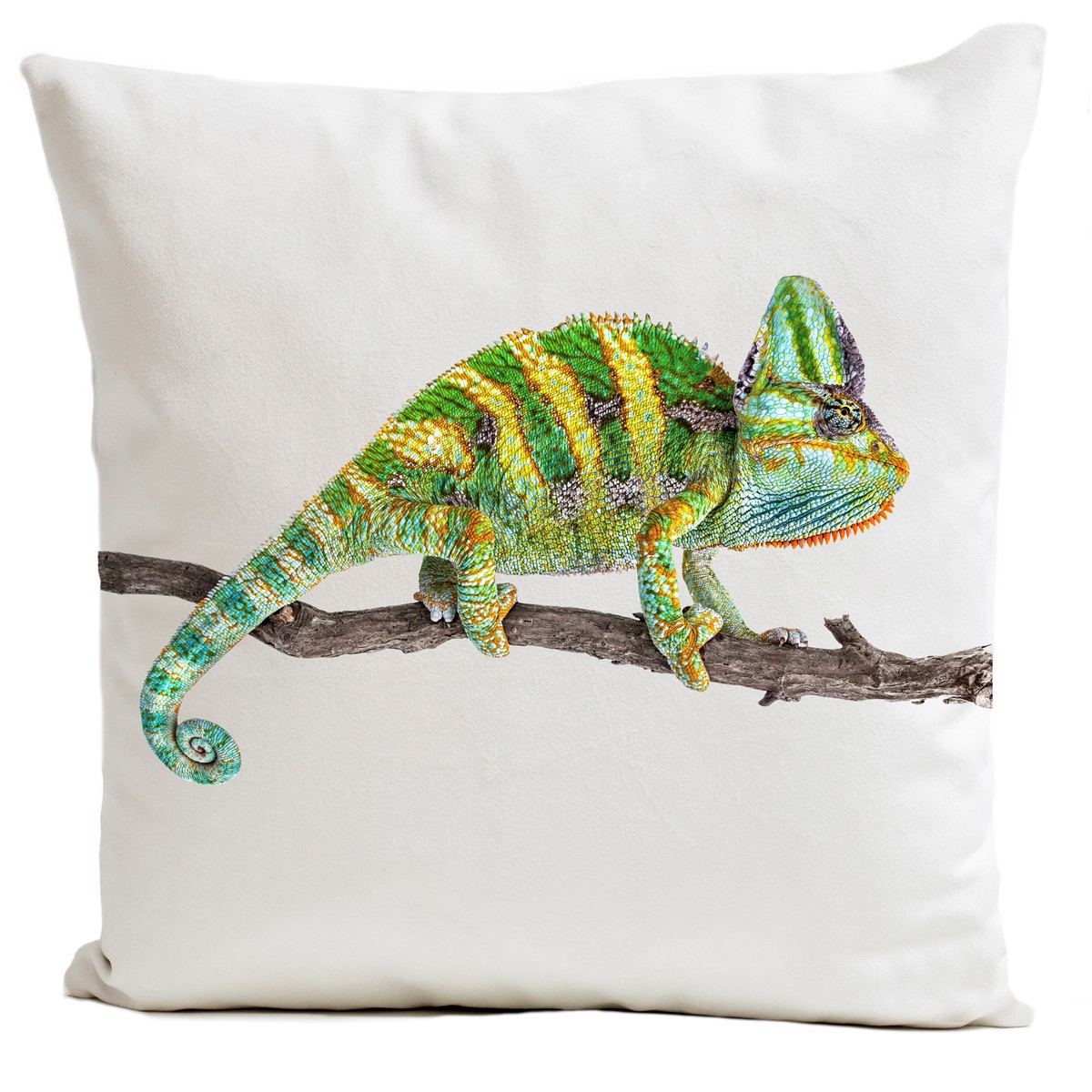 Coussin velours carré imprimé animaux blanc 40x40 (photo) Coussin velours carré imprimé animaux blanc 40x40