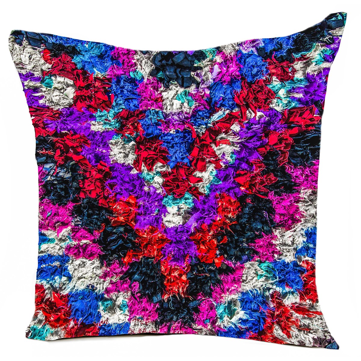 Coussin velours carré imprimé ethnique violet 40x40 (photo) Coussin velours carré imprimé ethnique violet 40x40