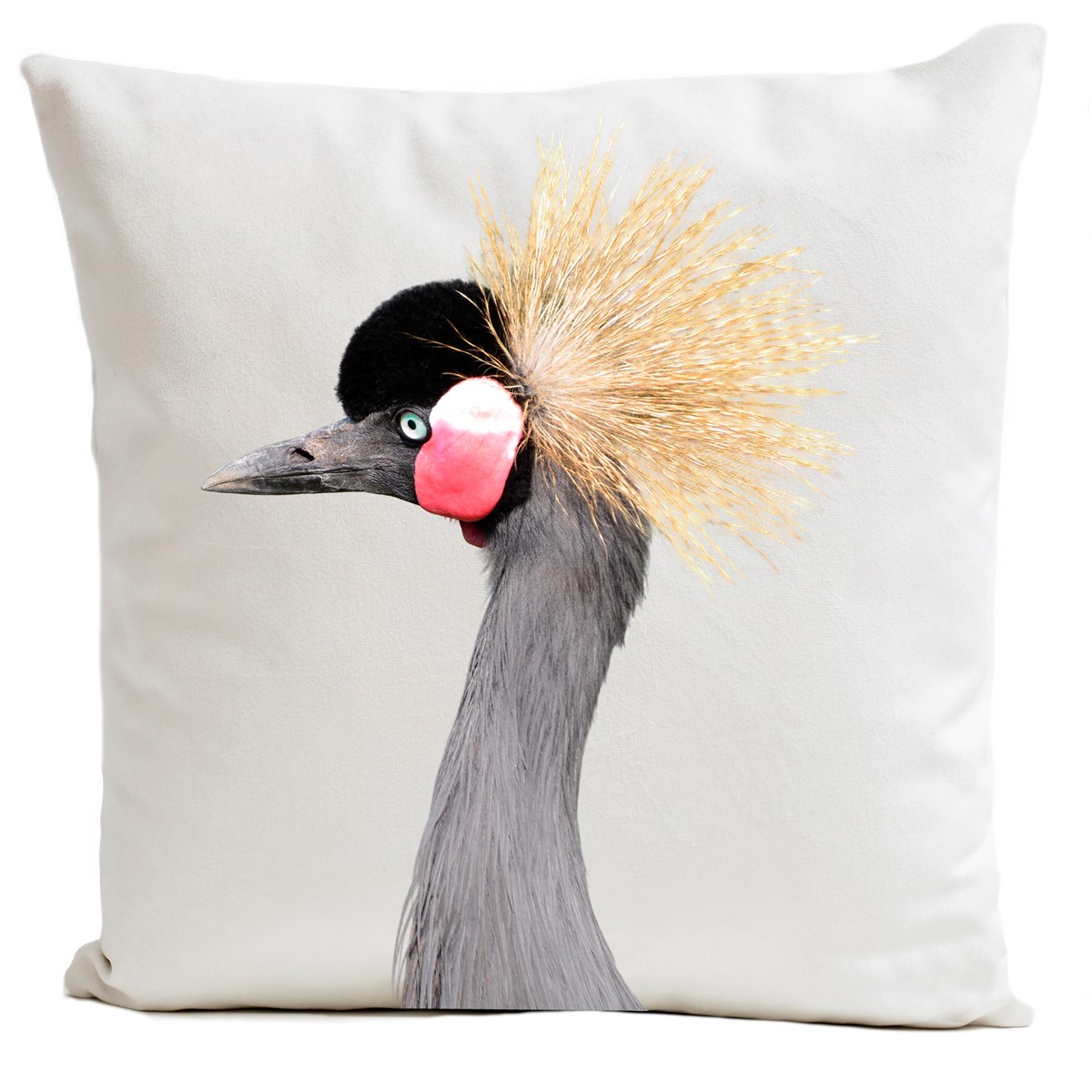 Coussin velours carré imprimé animaux blanc 40x40 (photo) Coussin velours carré imprimé animaux blanc 40x40