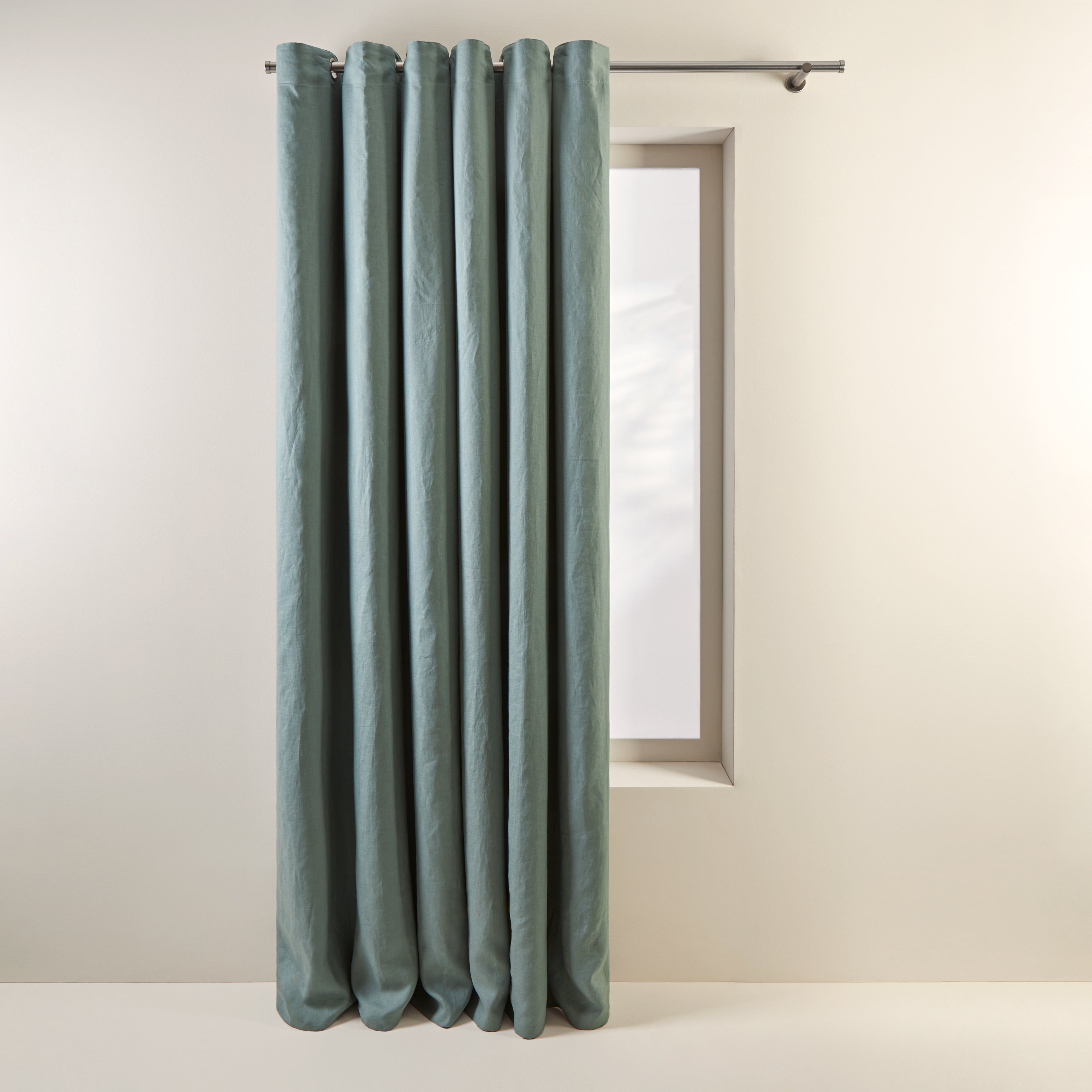 Rideau oeillets doublé occultant 340x270 cm Vert de gris en Lin Rideau oeillets doublé occultant 340x270 cm Vert de gris en Lin