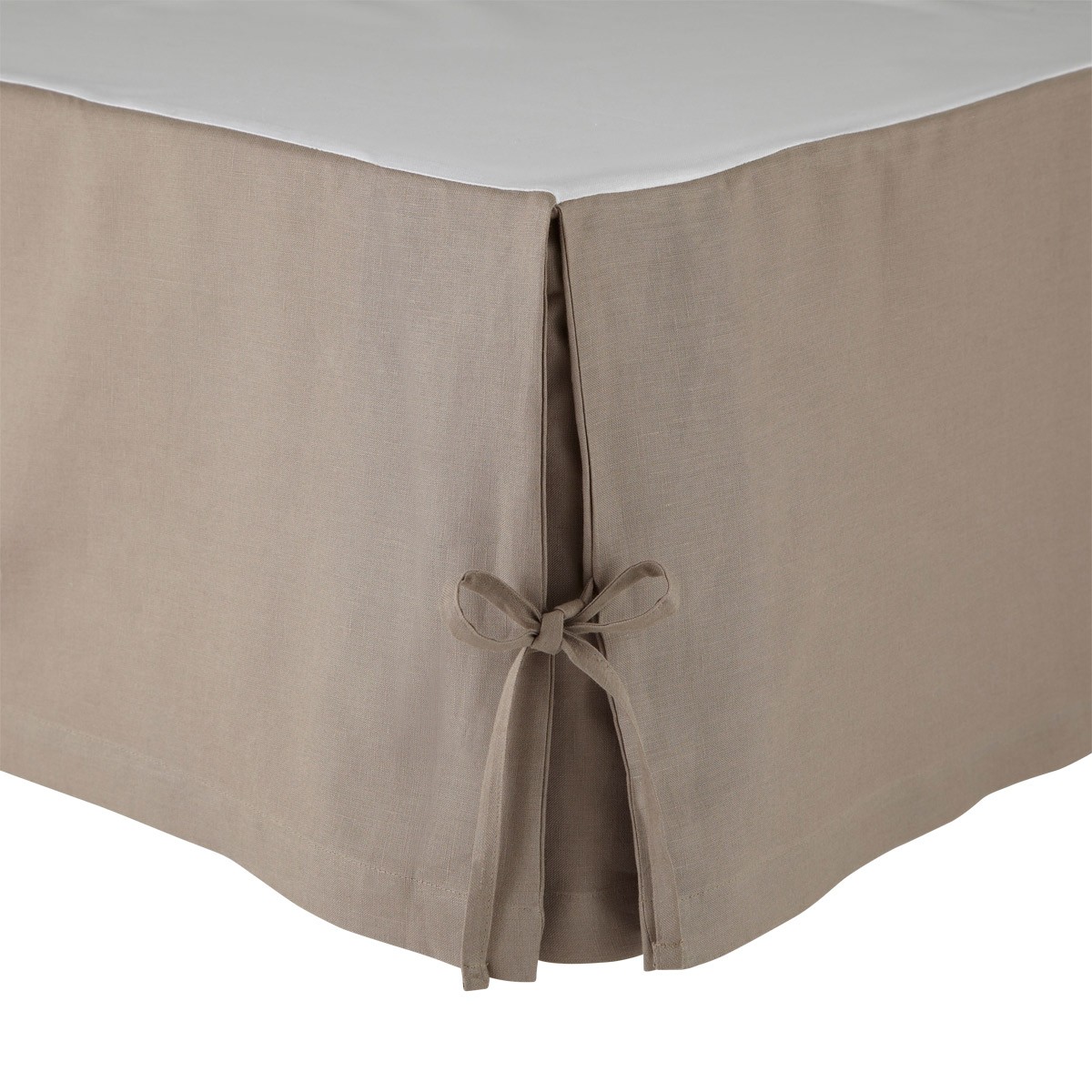 Cache sommier 100% lin Taupe 140 x 200 cm
