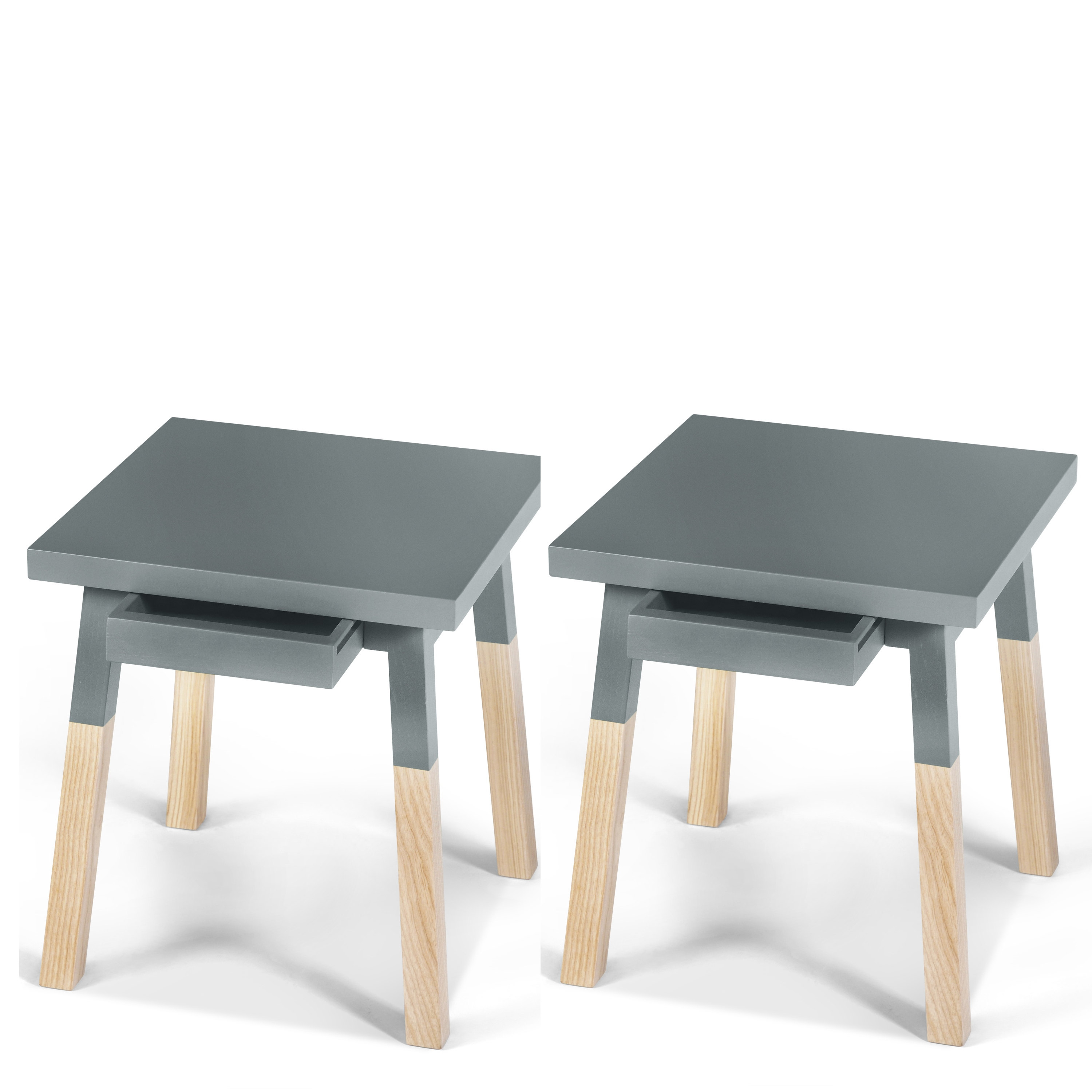 2 chevets laqués en bois avec tiroir bleu gris lehon (photo) 2 chevets laqués en bois avec tiroir bleu gris lehon
