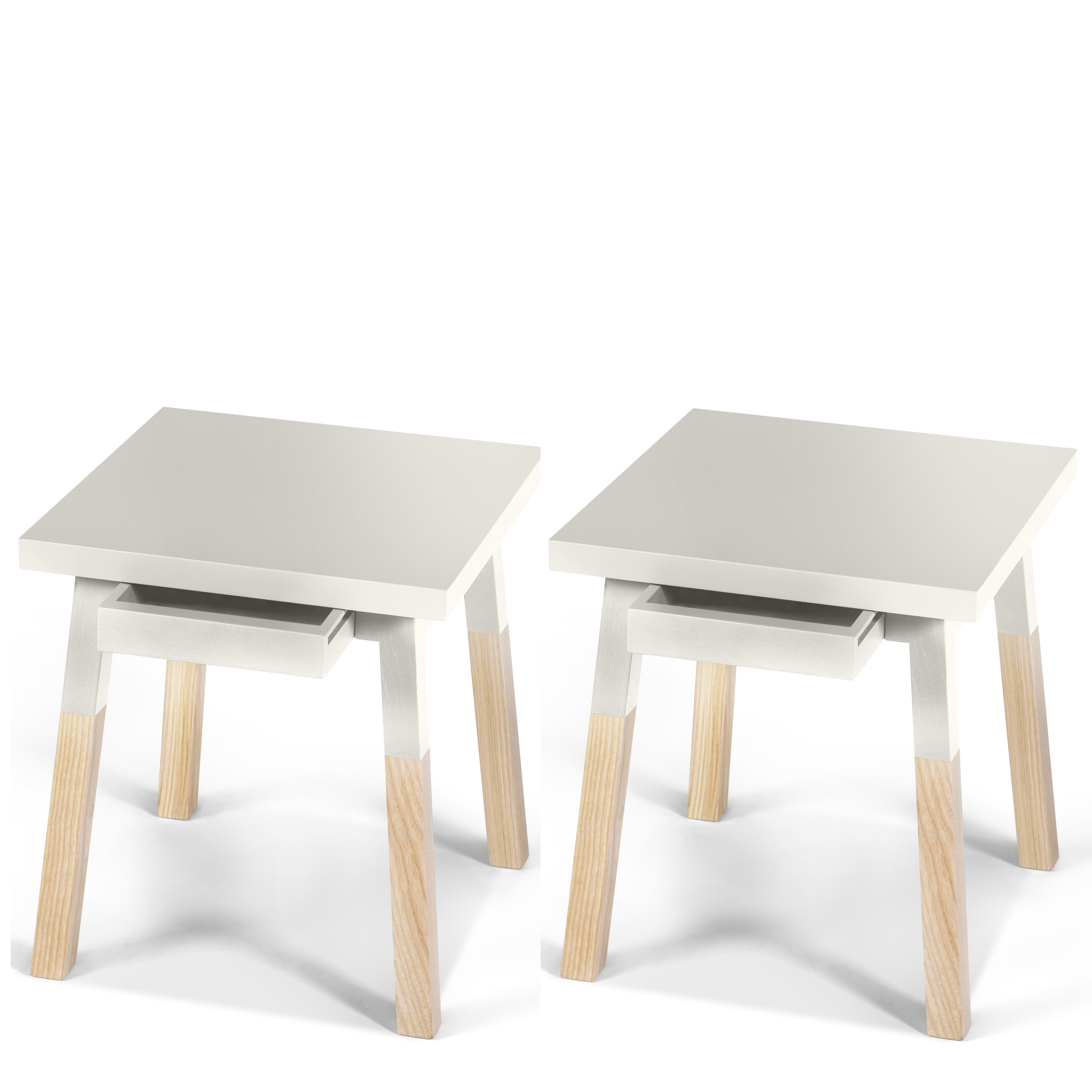 2 chevets laqués en bois avec tiroir blanc balisson (photo) 2 chevets laqués en bois avec tiroir blanc balisson