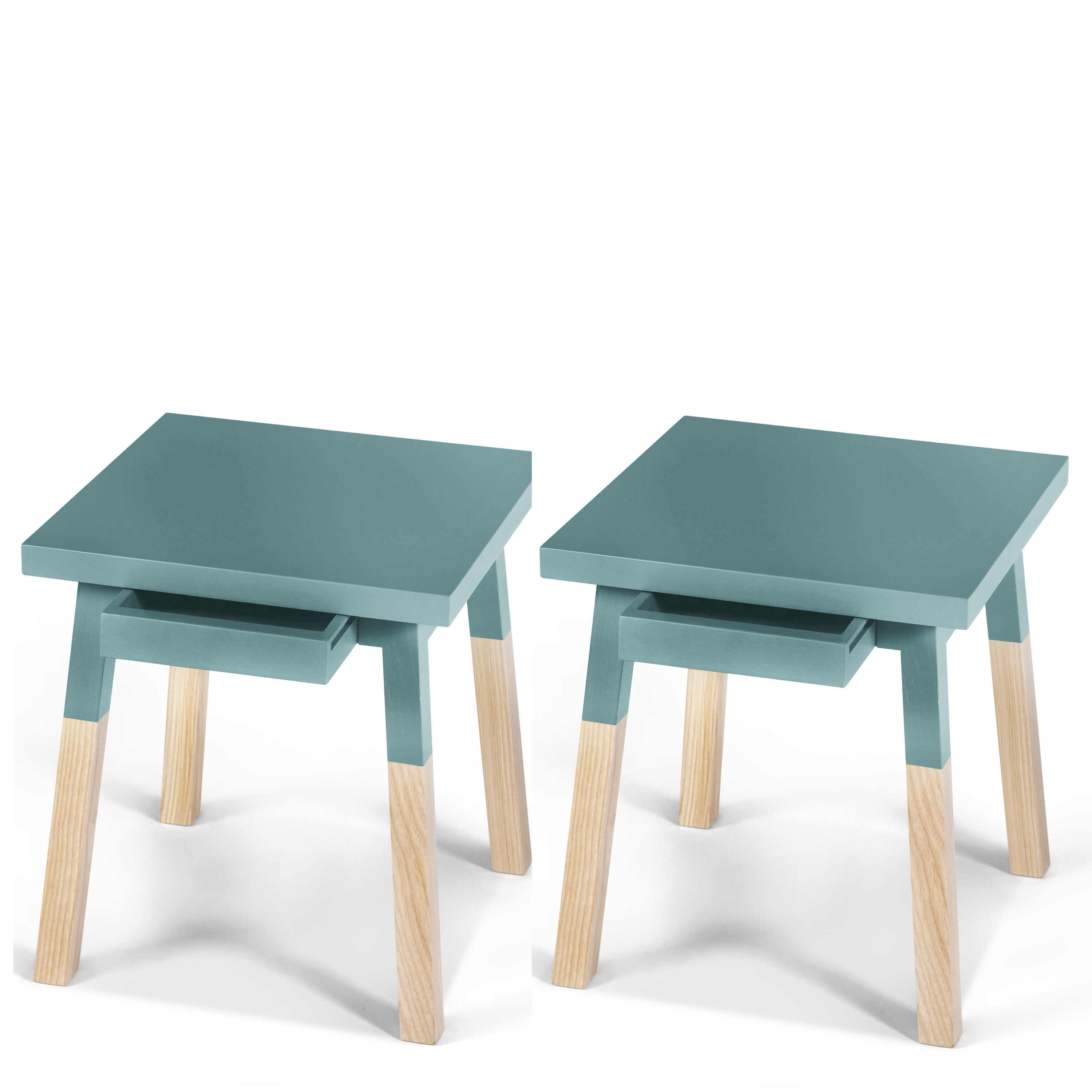 2 chevets laqués en bois avec tiroir bleu briac (photo) 2 chevets laqués en bois avec tiroir bleu briac