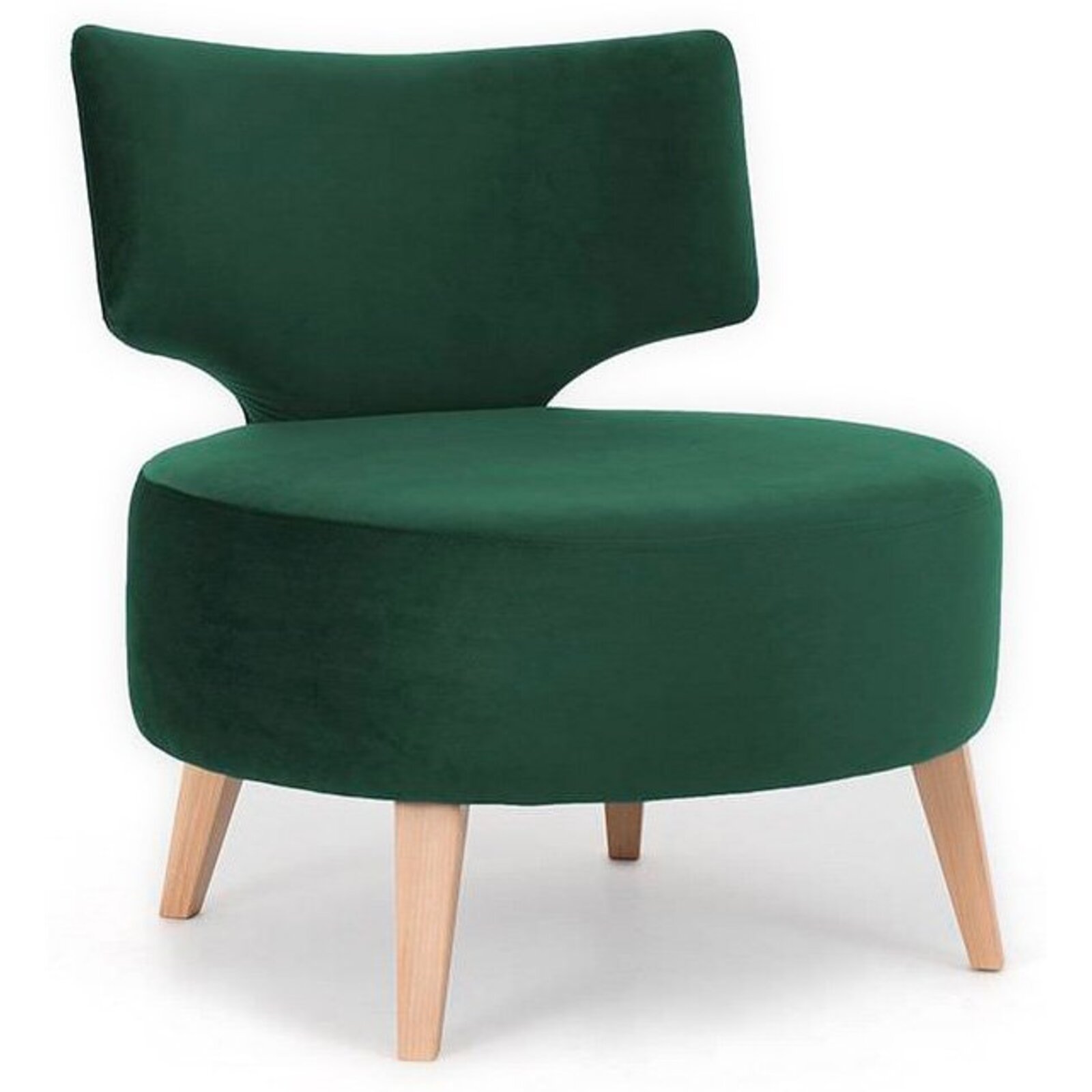 Fauteuil cosy rembourré tissu couleur vert pieds bois clair Fauteuil cosy rembourré tissu couleur vert pieds bois clair
