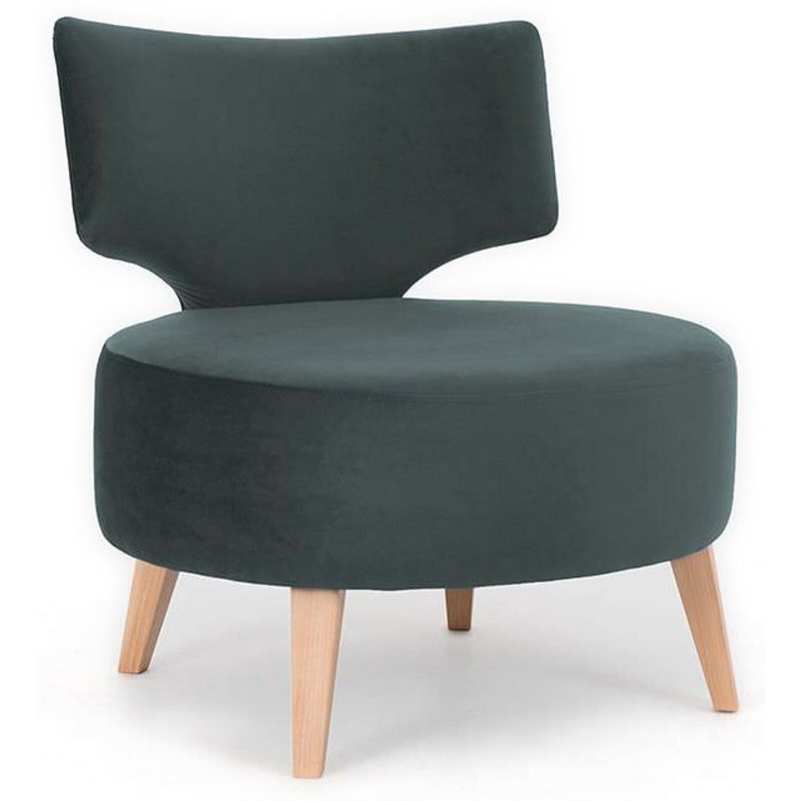 Fauteuil cosy rembourré tissu couleur gris pieds bois clair Fauteuil cosy rembourré tissu couleur gris pieds bois clair