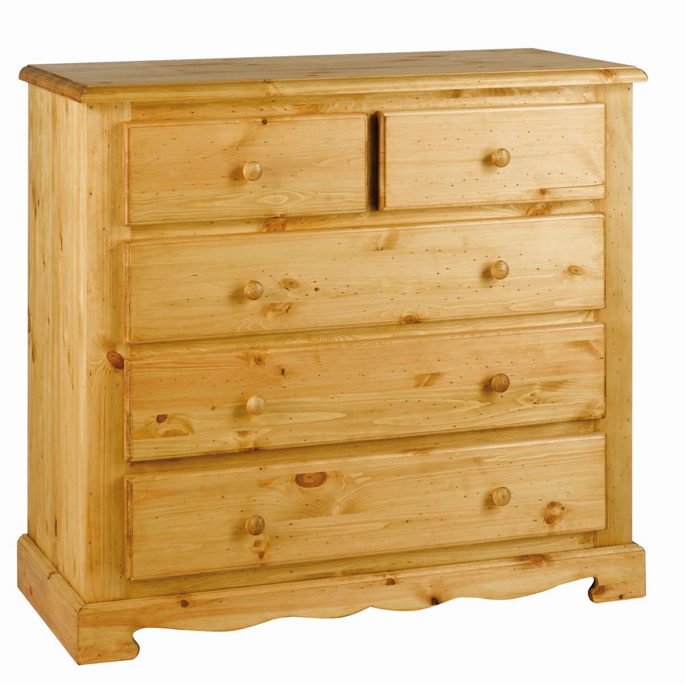 Commode rustique en pin 5 tiroirs Commode rustique en pin 5 tiroirs