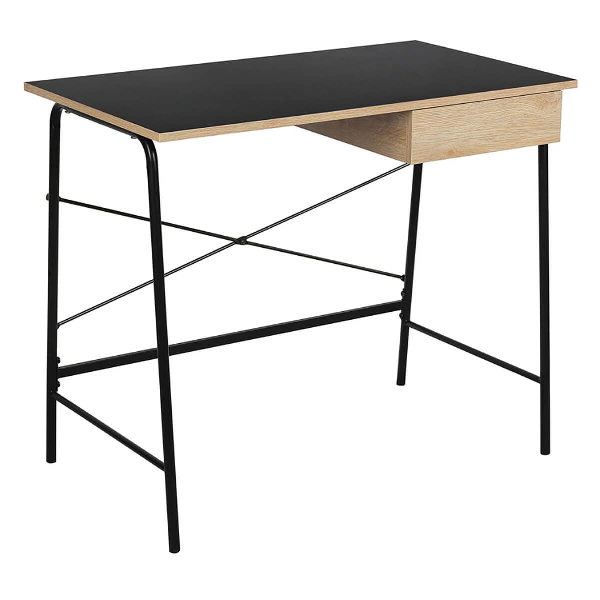 Bureau avec tiroir et piétement métallique Bureau avec tiroir et piétement métallique