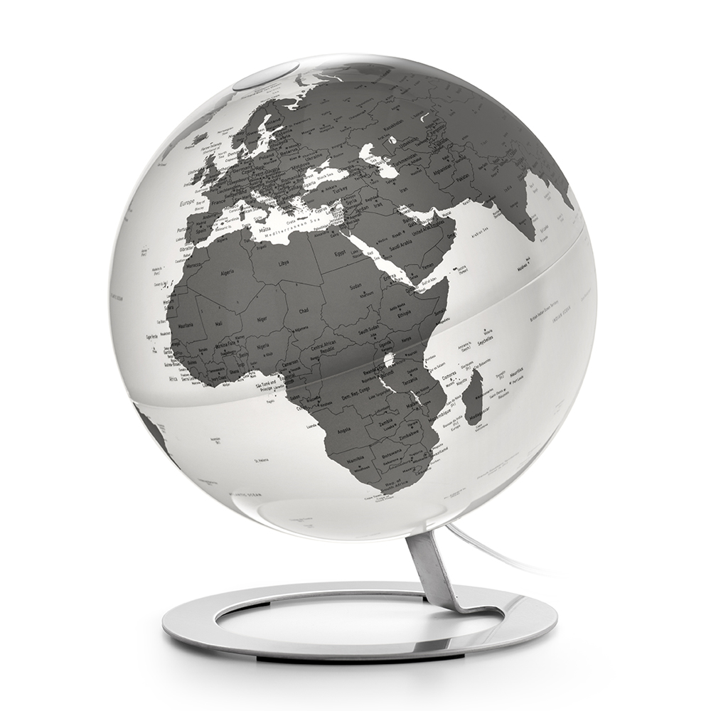 IGLOBE CHARCOAL - Globe design, lumineux, textes en anglais