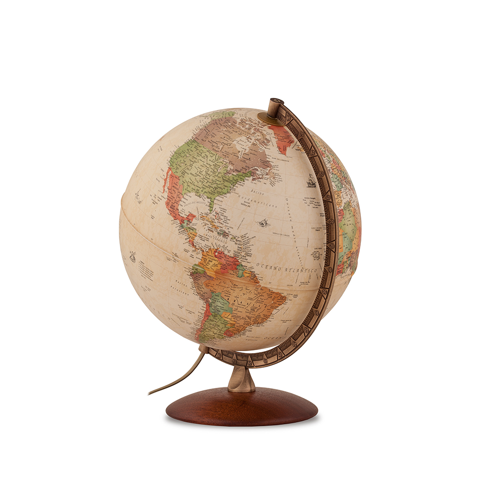 ANTIQUUS - Globe terrestre, antique, lumineux, textes en français