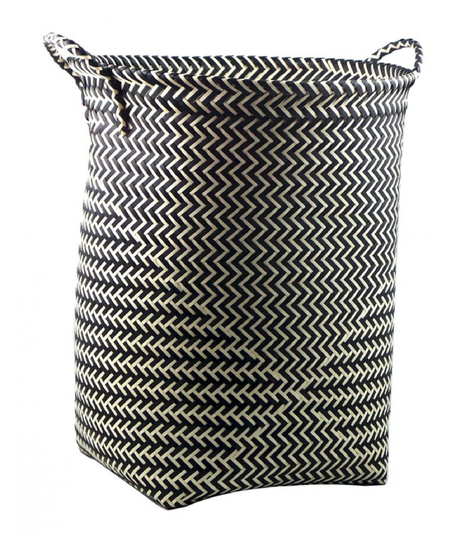 Grand panier à linge en polypropylène noir et blanc Grand panier à linge en polypropylène noir et blanc