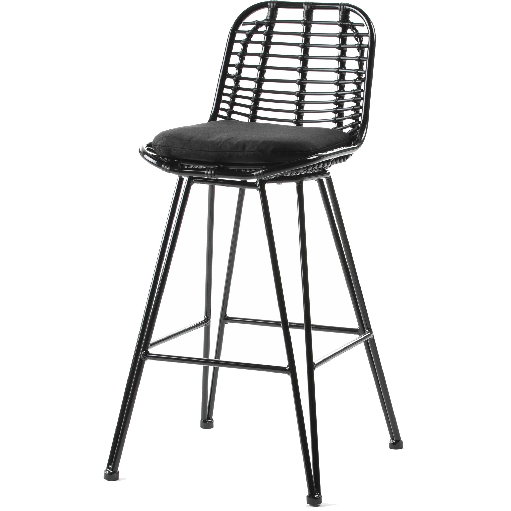 Tabouret haut d’extérieur en aluminium et assise noir