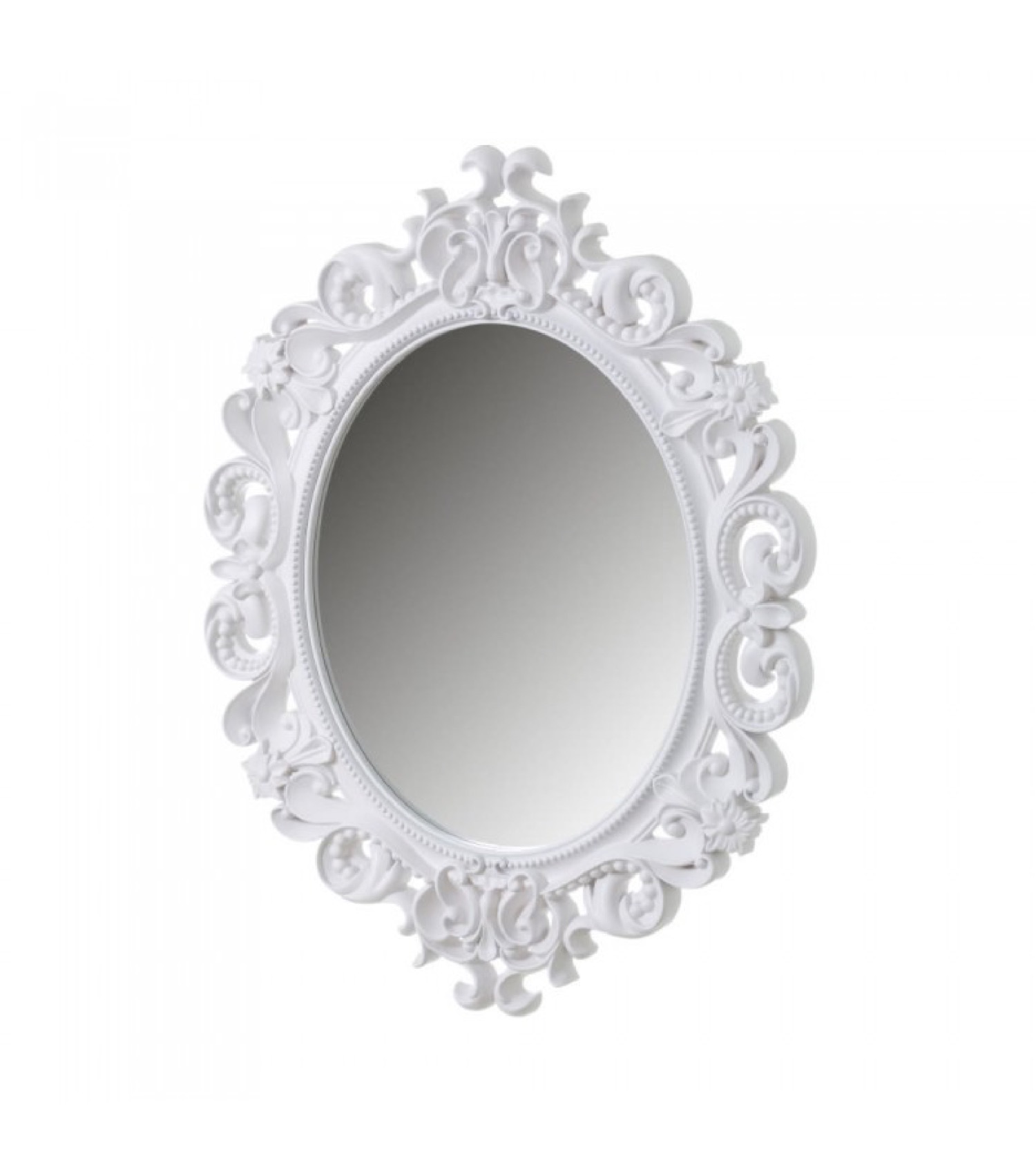 Miroir mural ovale blanc avec larges moulures 60x80 (photo) Miroir mural ovale blanc avec larges moulures 60x80