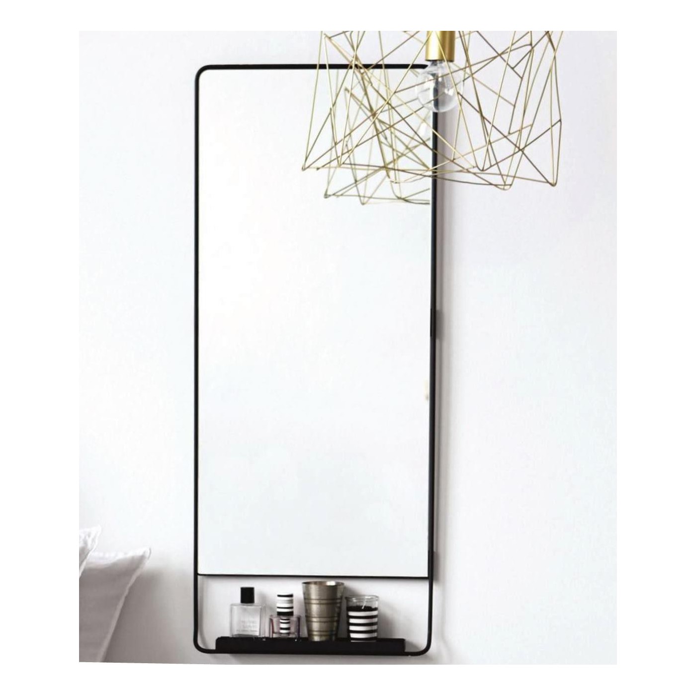 Miroir horizontal avec tablette et bord noir 45x110