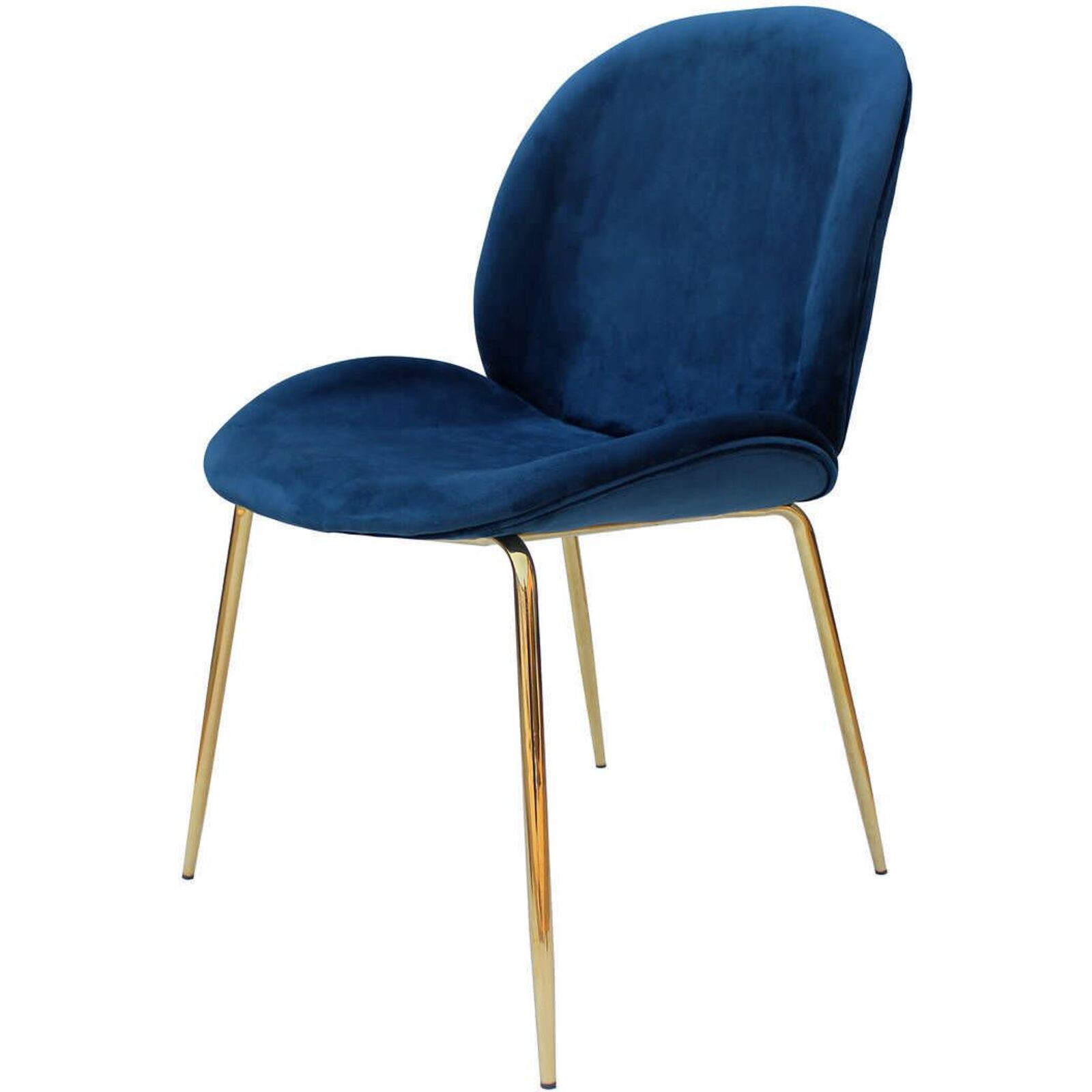 Chaise rembourrée assise bleu pétrole pieds doré (lot de 2) Chaise rembourrée assise bleu pétrole pieds doré (lot de 2)