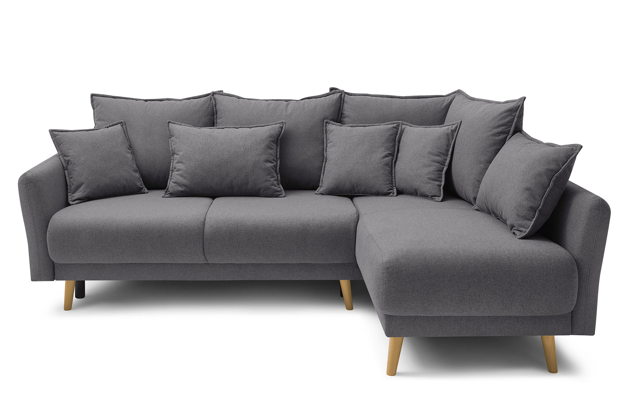Canapé d'angle droit convertible 4 places Tissu Gris foncé