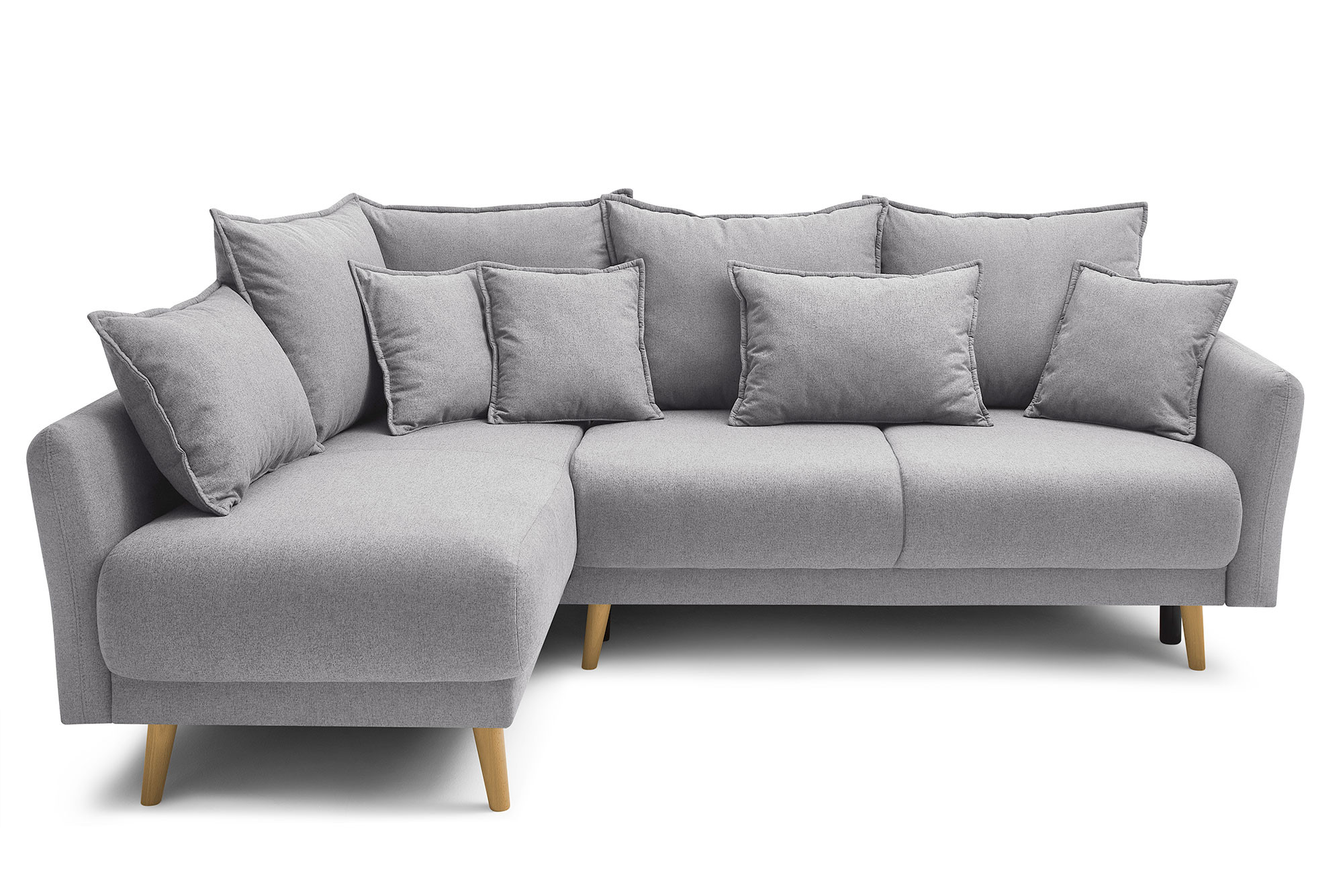 Canapé d'angle gauche convertible 4 places Tissu Gris clair