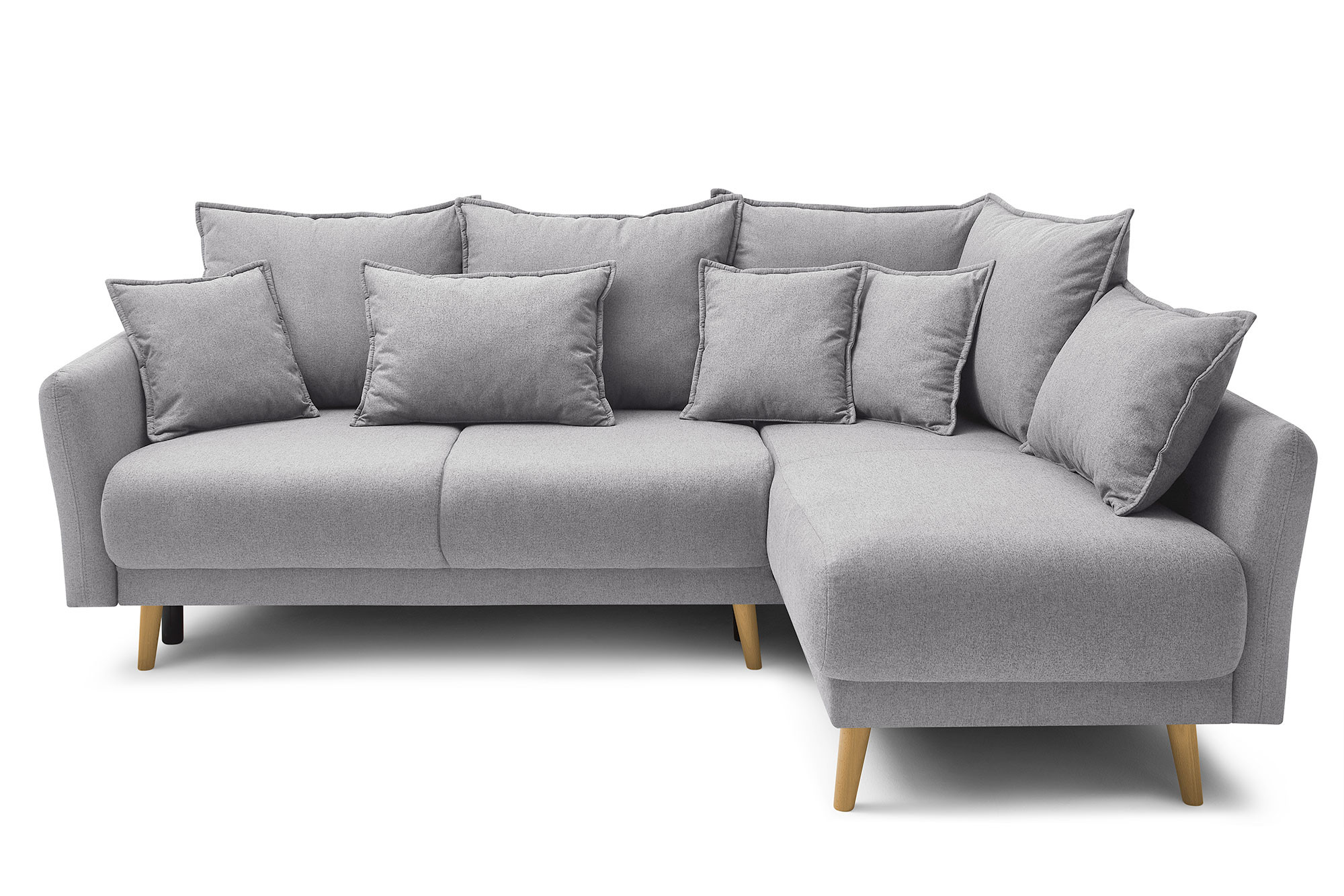 Canapé d'angle droit convertible 4 places Tissu Gris clair