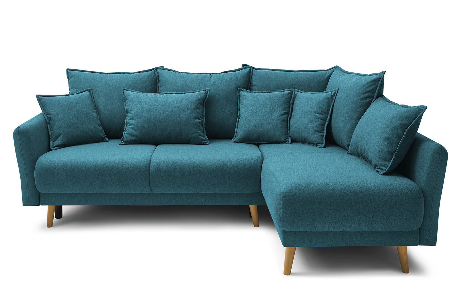 Canapé d'angle droit convertible 4 places Tissu Bleu canard