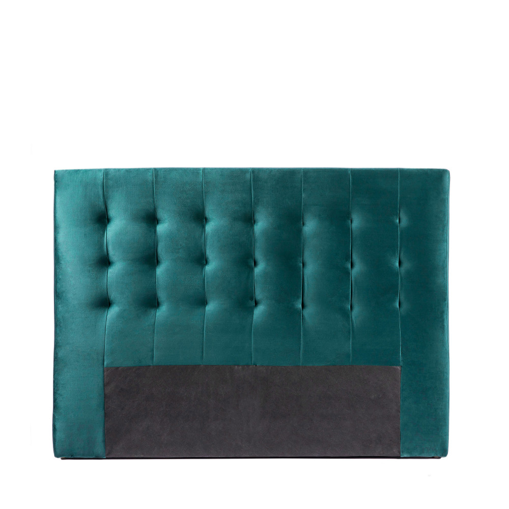 TÃªte de lit en velours 150 cm bleu canard