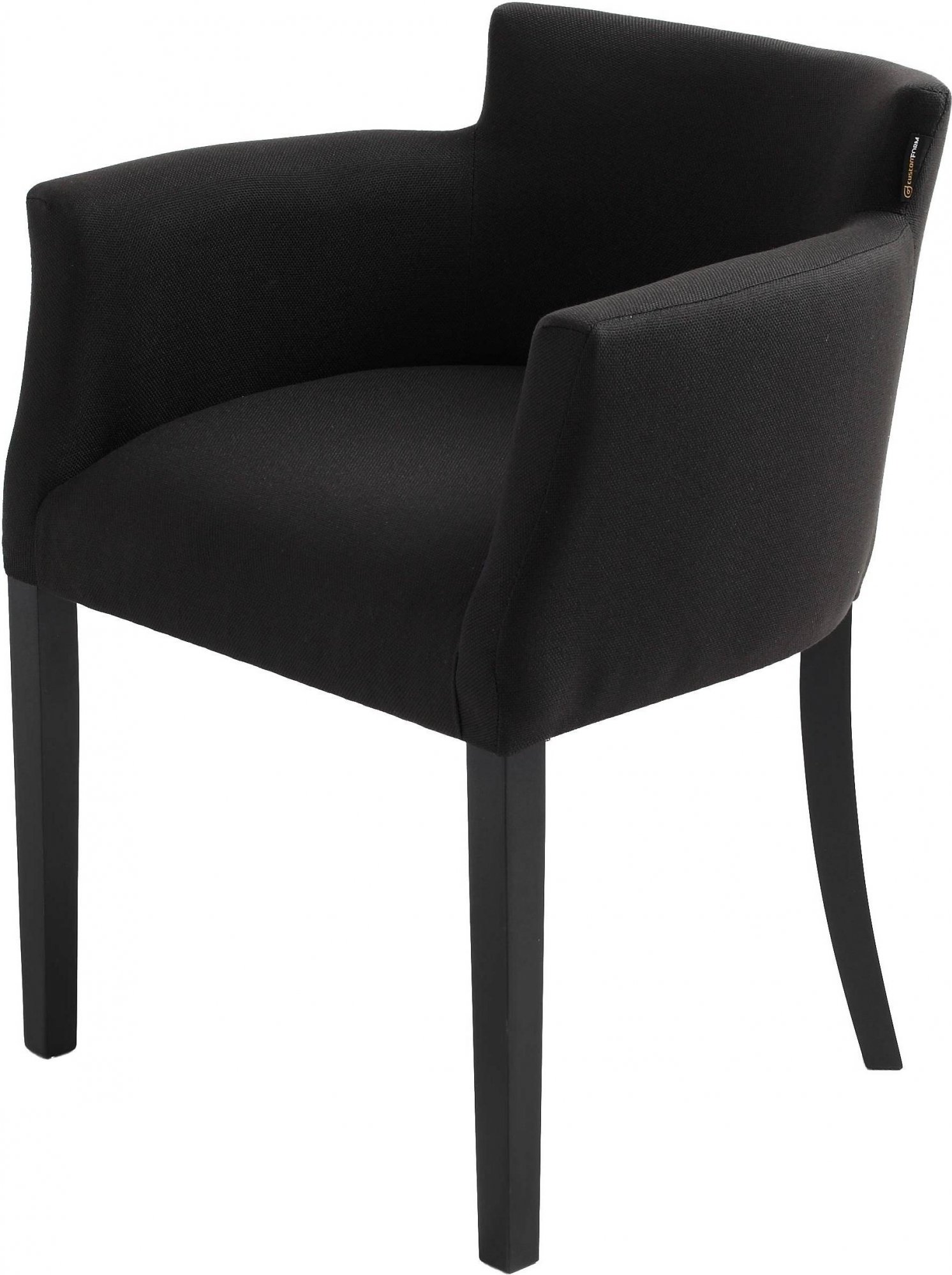 Fauteuil vintage en bois massif rembourré tissu noir (photo) Fauteuil vintage en bois massif rembourré tissu noir