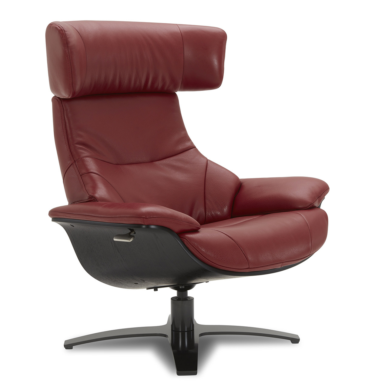 Fauteuil relax cuir rouge et chÃªne noir