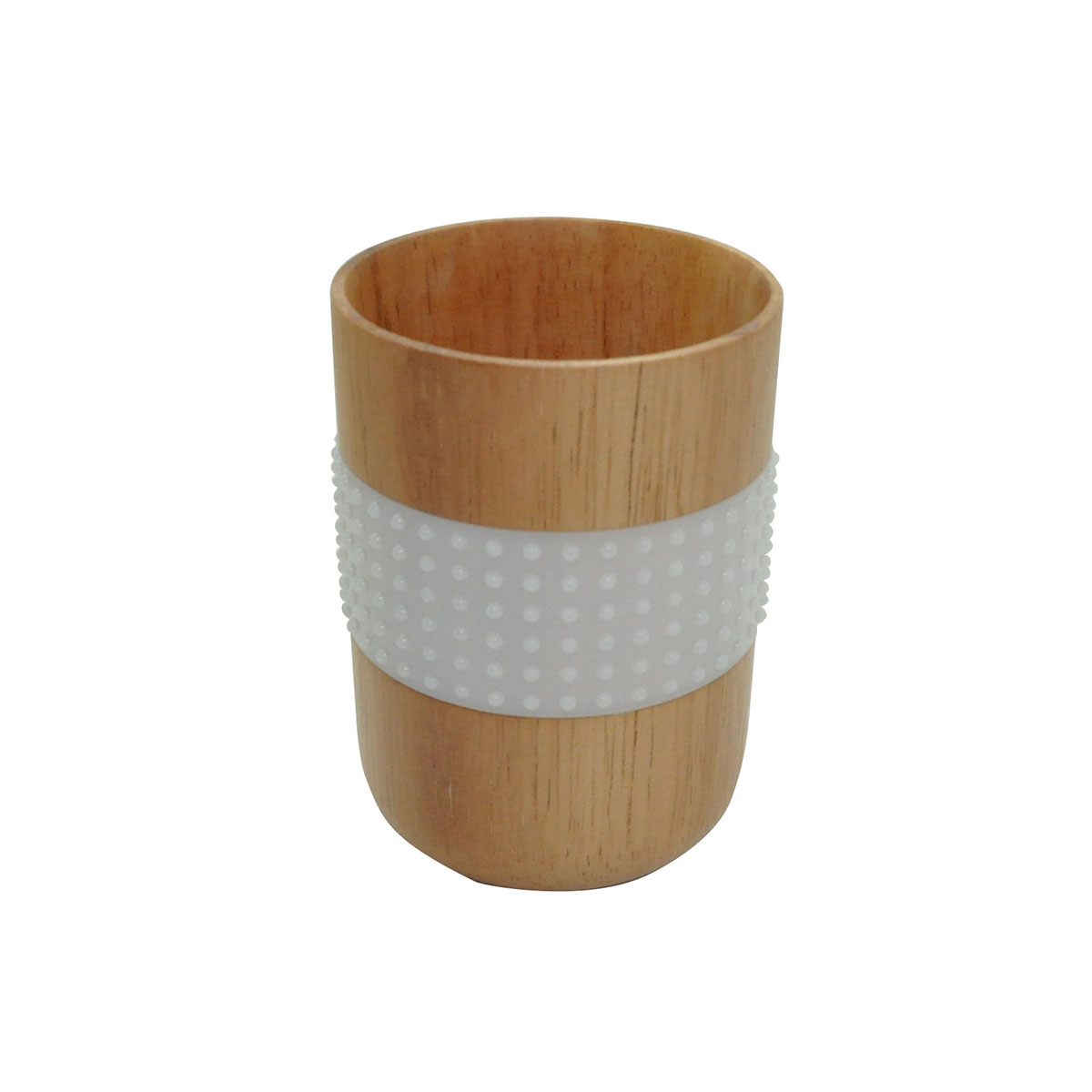Gobelet en bois avec bande antidérapante bois et blanc Gobelet en bois avec bande antidérapante bois et blanc