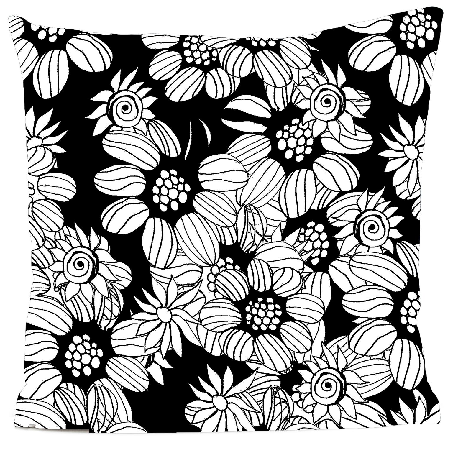 Coussin velours carré imprimé motifs noir et blanc 40x40 Coussin velours carré imprimé motifs noir et blanc 40x40