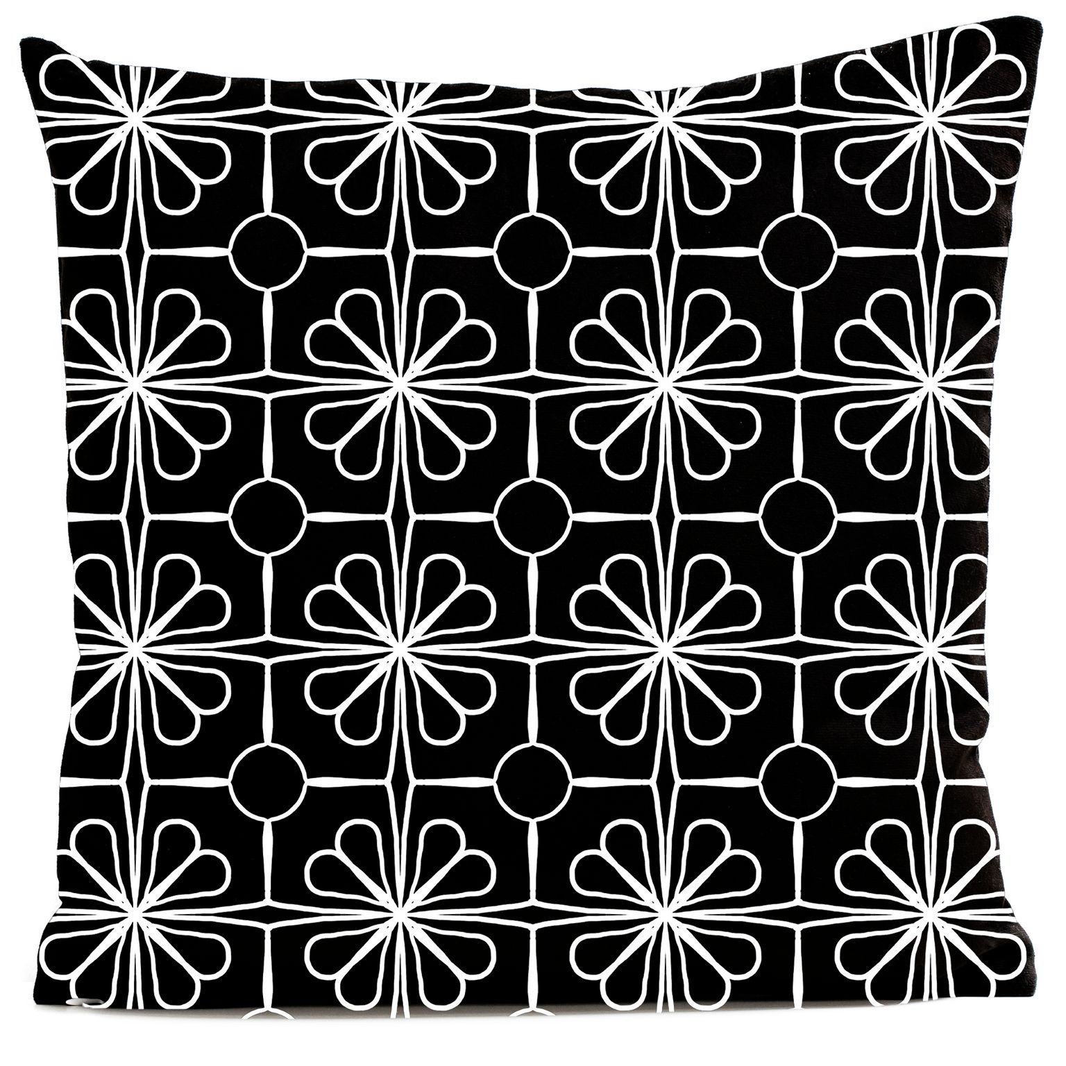 Coussin velours carré imprimé motifs noir et blanc 60x60 Coussin velours carré imprimé motifs noir et blanc 60x60