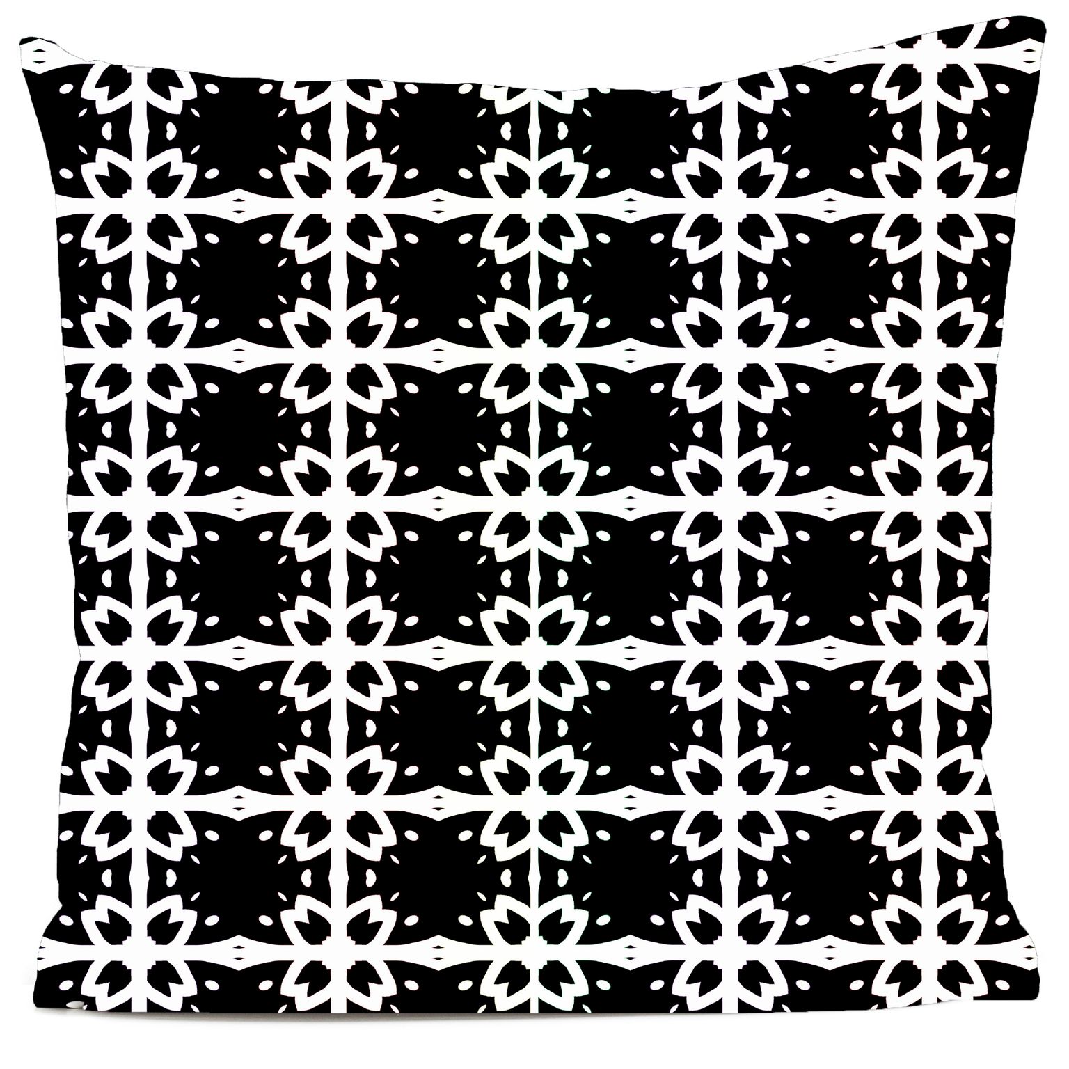 Coussin velours carré imprimé motifs noir et blanc 40x40 Coussin velours carré imprimé motifs noir et blanc 40x40