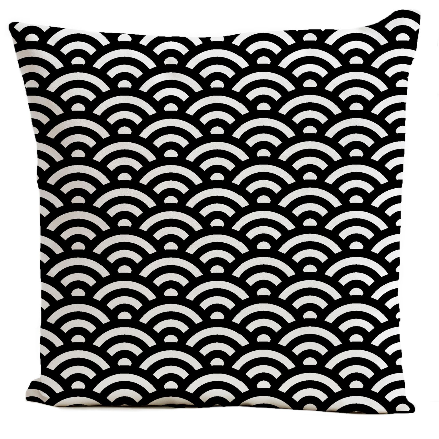 Coussin velours carré imprimé motifs noir et blanc 40x40 Coussin velours carré imprimé motifs noir et blanc 40x40