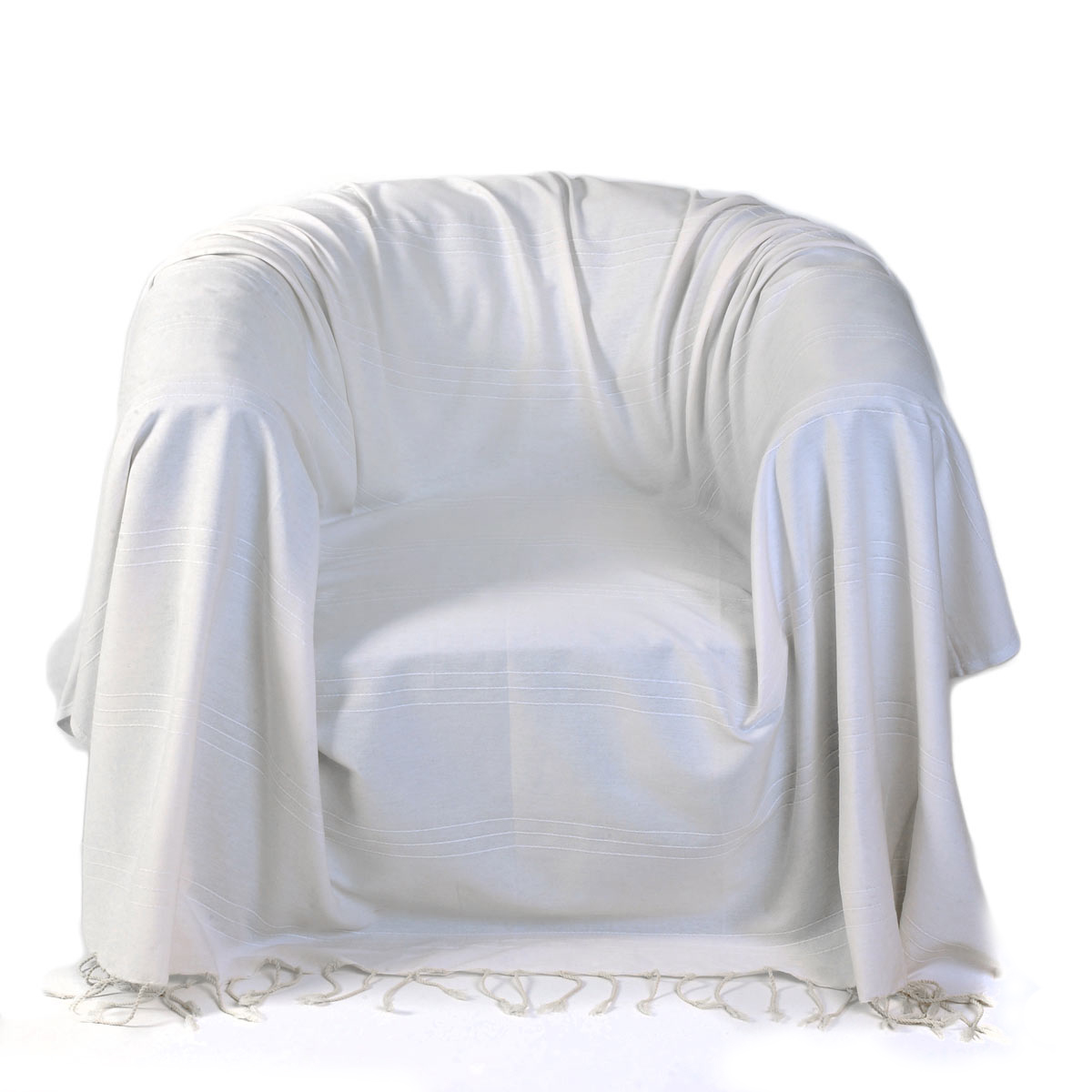 FES - Jeté de fauteuil coton reliefs discrets uni blanc-écru 200 x 200 FES - Jeté de fauteuil coton reliefs discrets uni blanc-écru 200 x 200