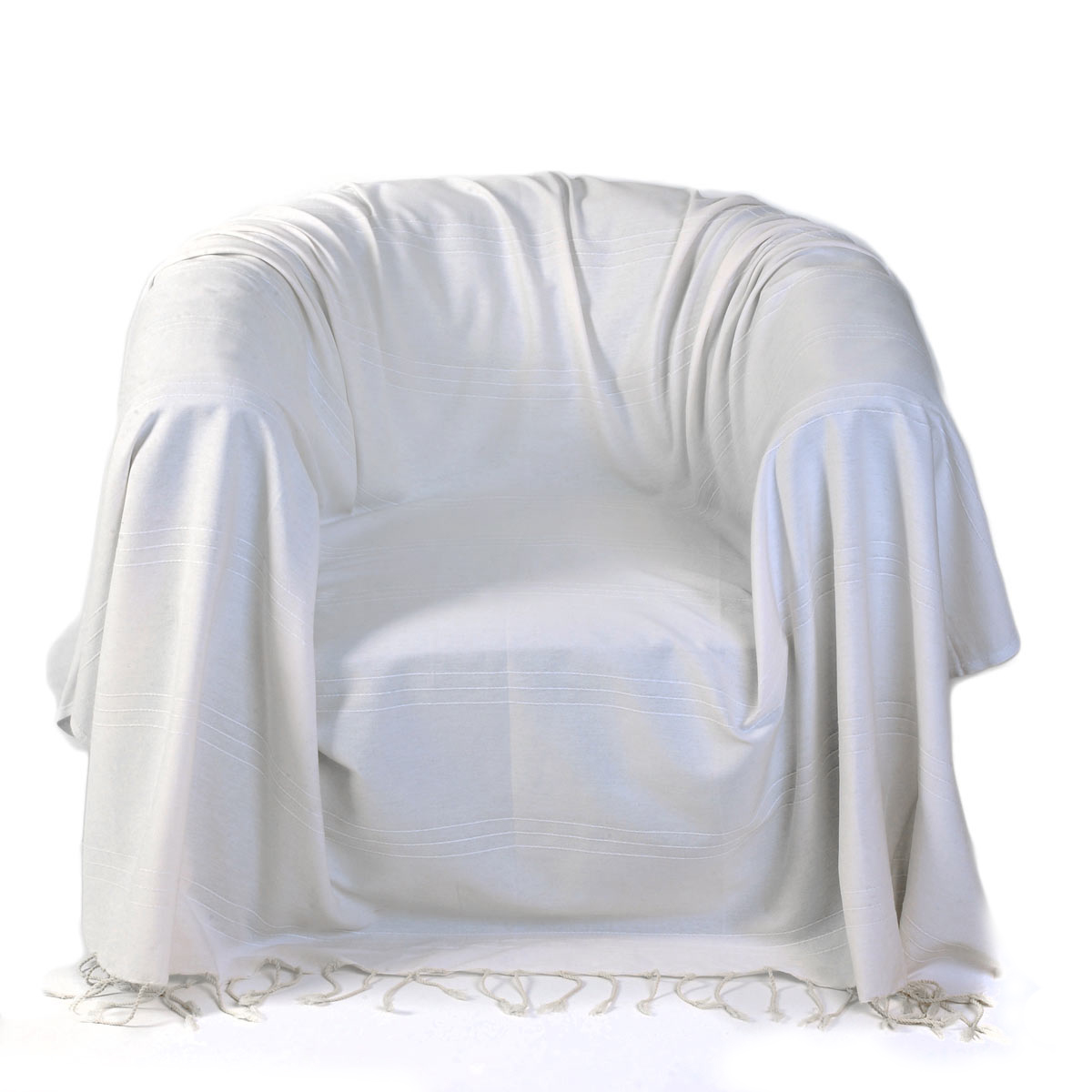 Jeté de fauteuil coton reliefs discrets uni blanc-écru 200 x 200