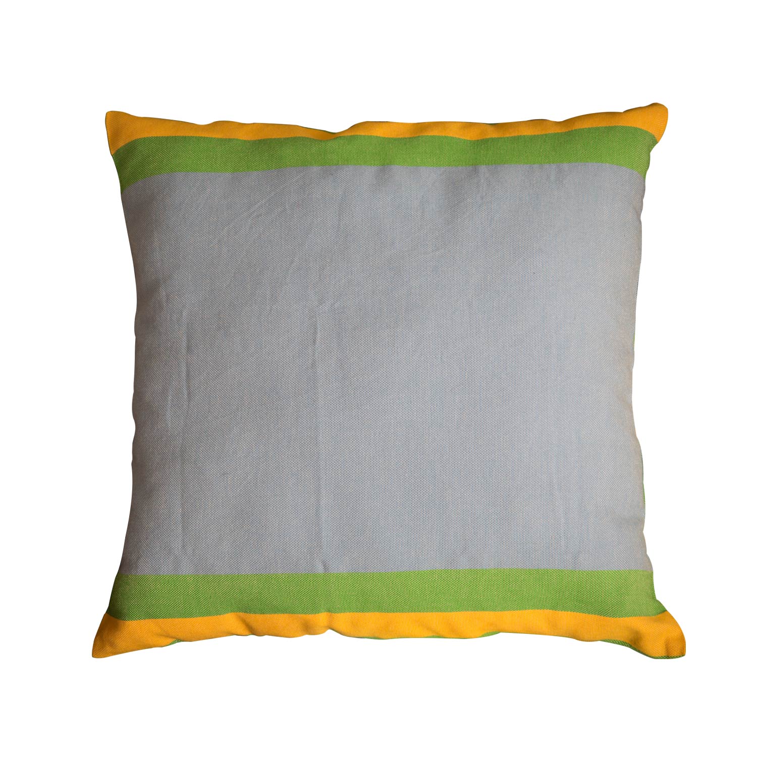 Housse coussin coton tricolore vert jaune turquoise 40 x 40