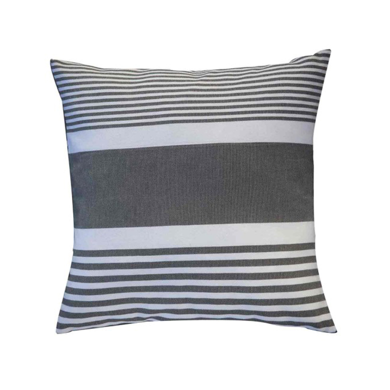 CARTHAGE - Housse de coussin coton anthracite rayures blanches 40 x 40 CARTHAGE - Housse de coussin coton anthracite rayures blanches 40 x 40