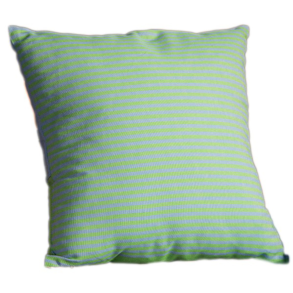 Housse de coussin en coton à rayures vert et bleu 40 x 40