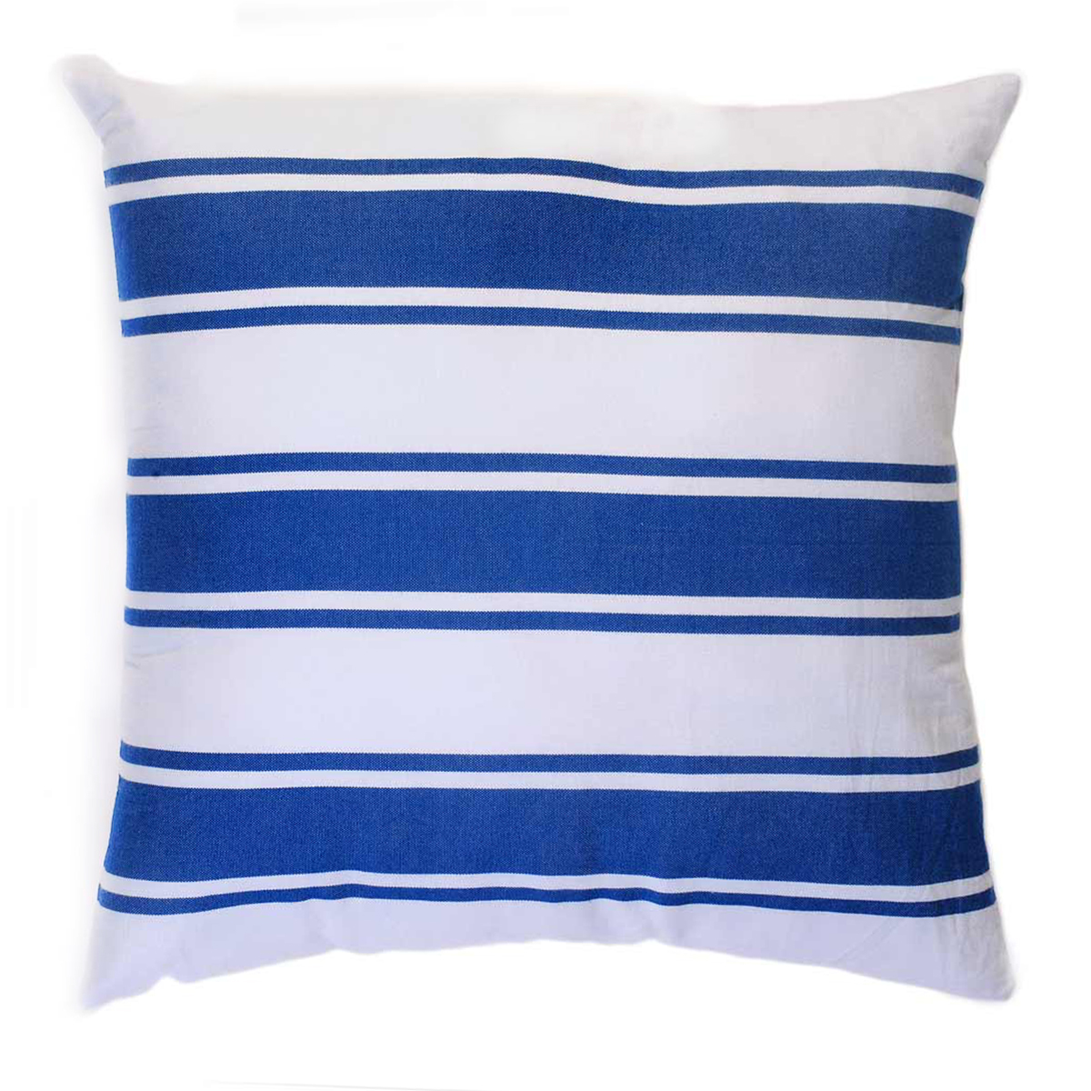 Taie d'oreiller coton rayures bleu fond blanc 60 x 60