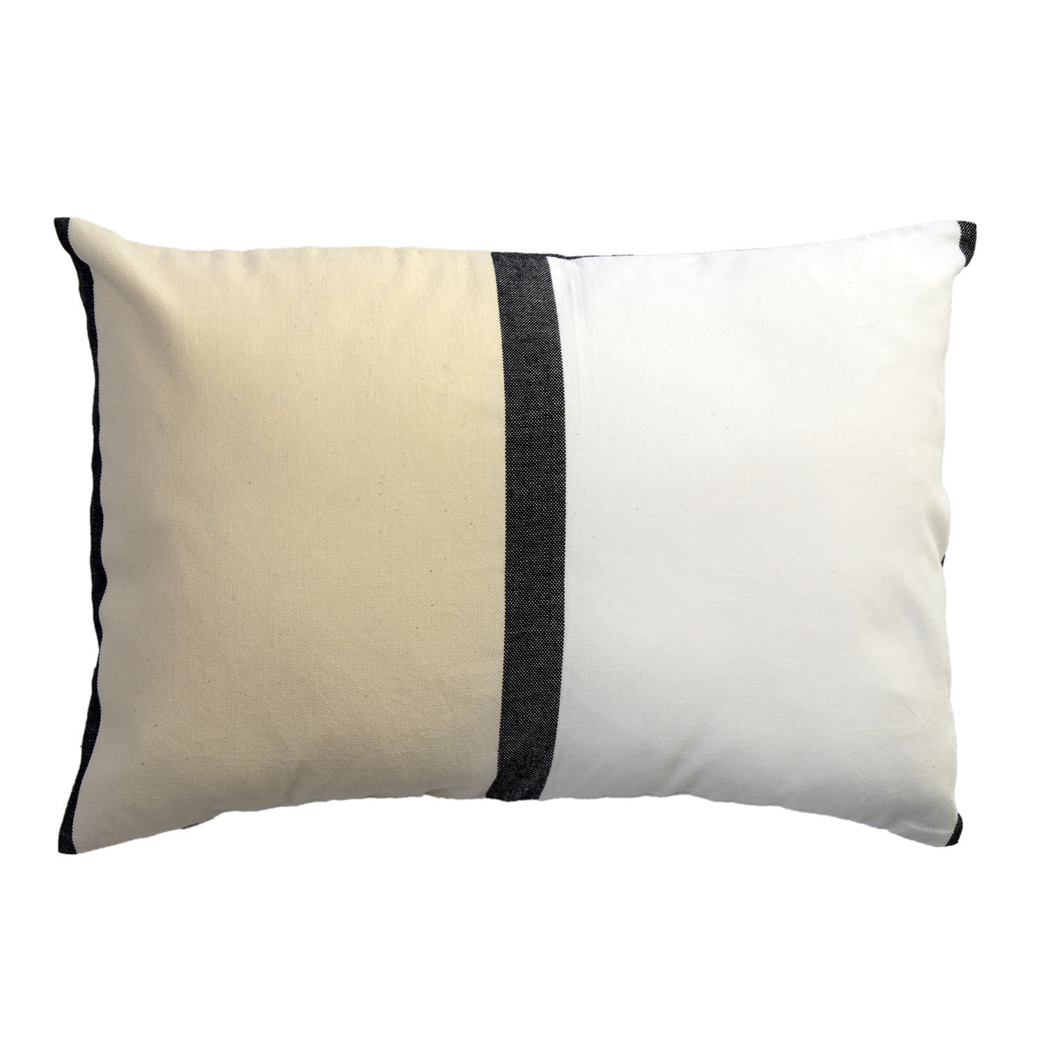 Housse de coussin coton tricolore noir blanc et écru 35 x 50