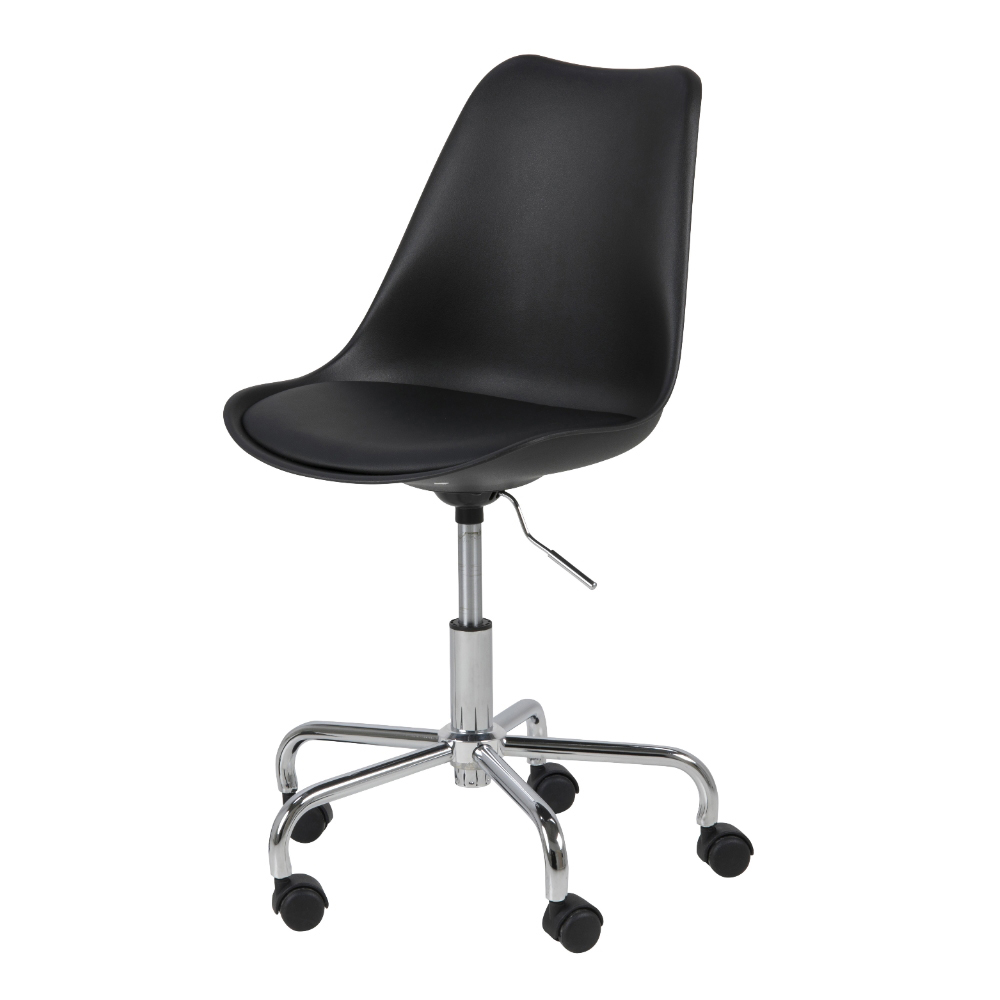 Chaise de bureau assise tapissée noir Chaise de bureau assise tapissée noir