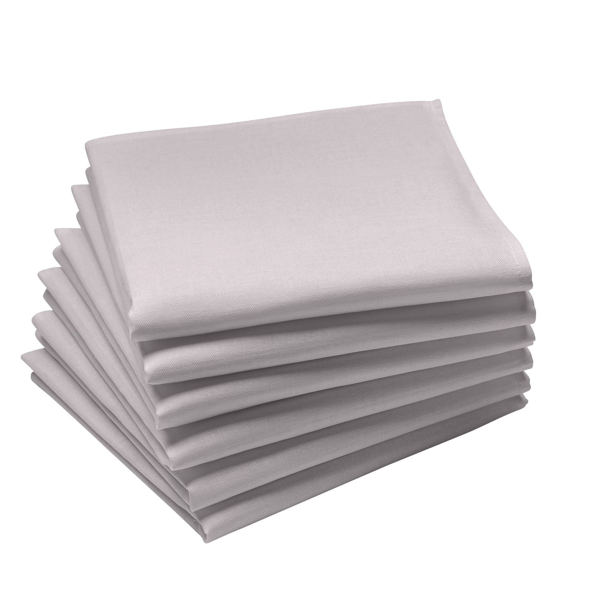 Lot de 6 serviettes en coton traite Teflon, Perle 45 x 45 Lot de 6 serviettes en coton traite Teflon, Perle 45 x 45