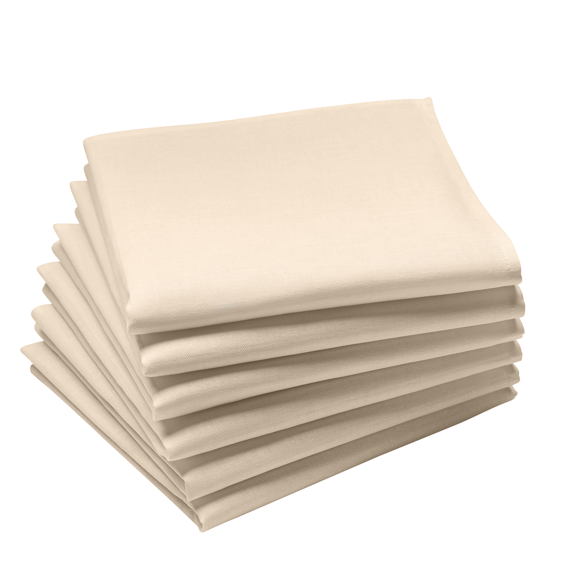 Lot de 6 serviettes en coton traite Teflon, Sable 45 x 45 Lot de 6 serviettes en coton traite Teflon, Sable 45 x 45