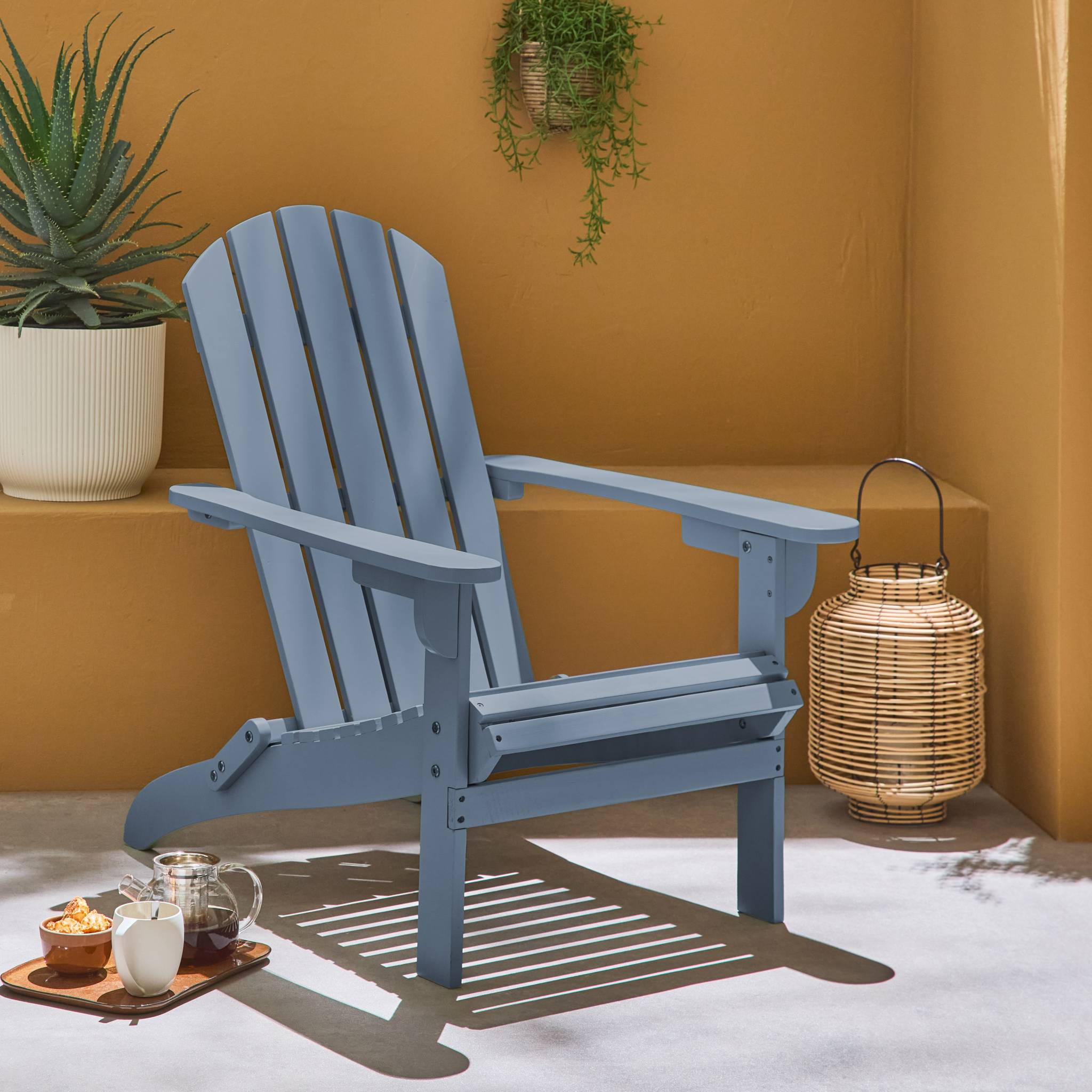 fauteuil de jardin en bois bleu grisé eucalyptus