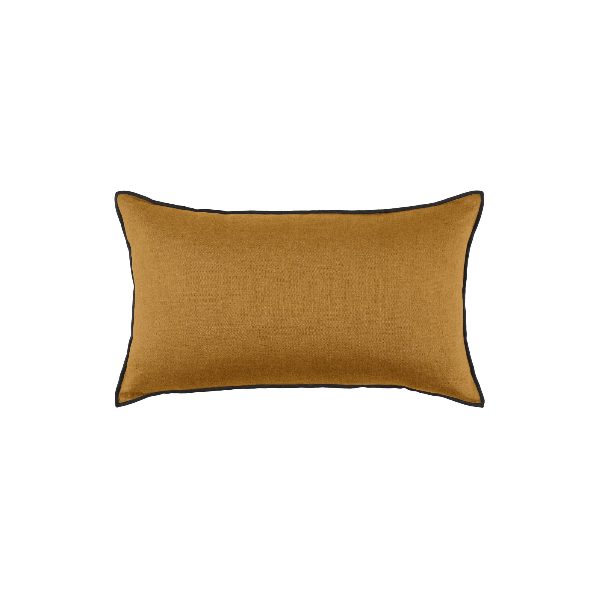 Housse de coussin 28x47 cm Bronze et bourdon noir en Lin CARLINA (photo) Housse de coussin 28x47 cm Bronze et bourdon noir en Lin CARLINA