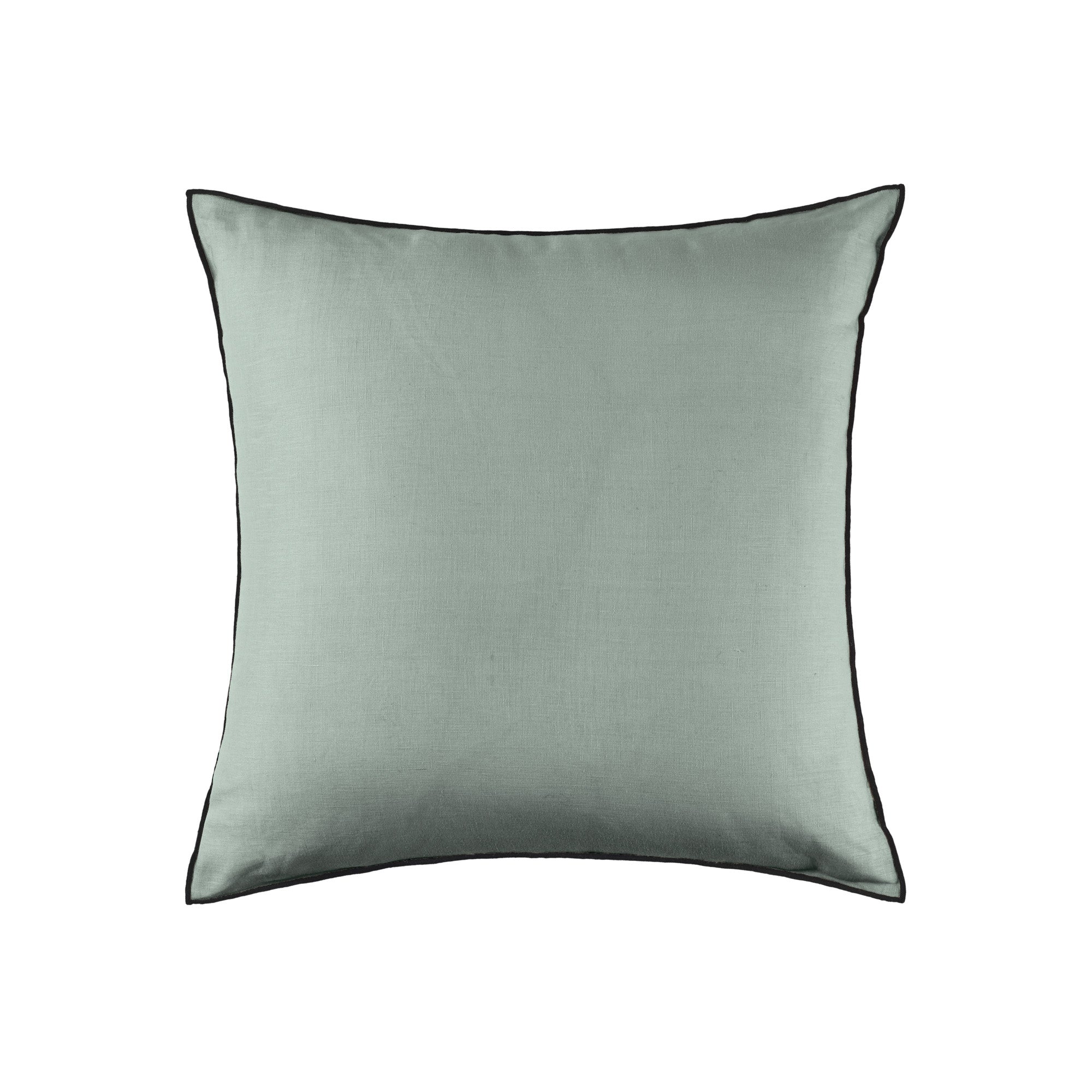 Housse de coussin 50x50 cm Vert et bourdon noir en Lin Housse de coussin 50x50 cm Vert et bourdon noir en Lin