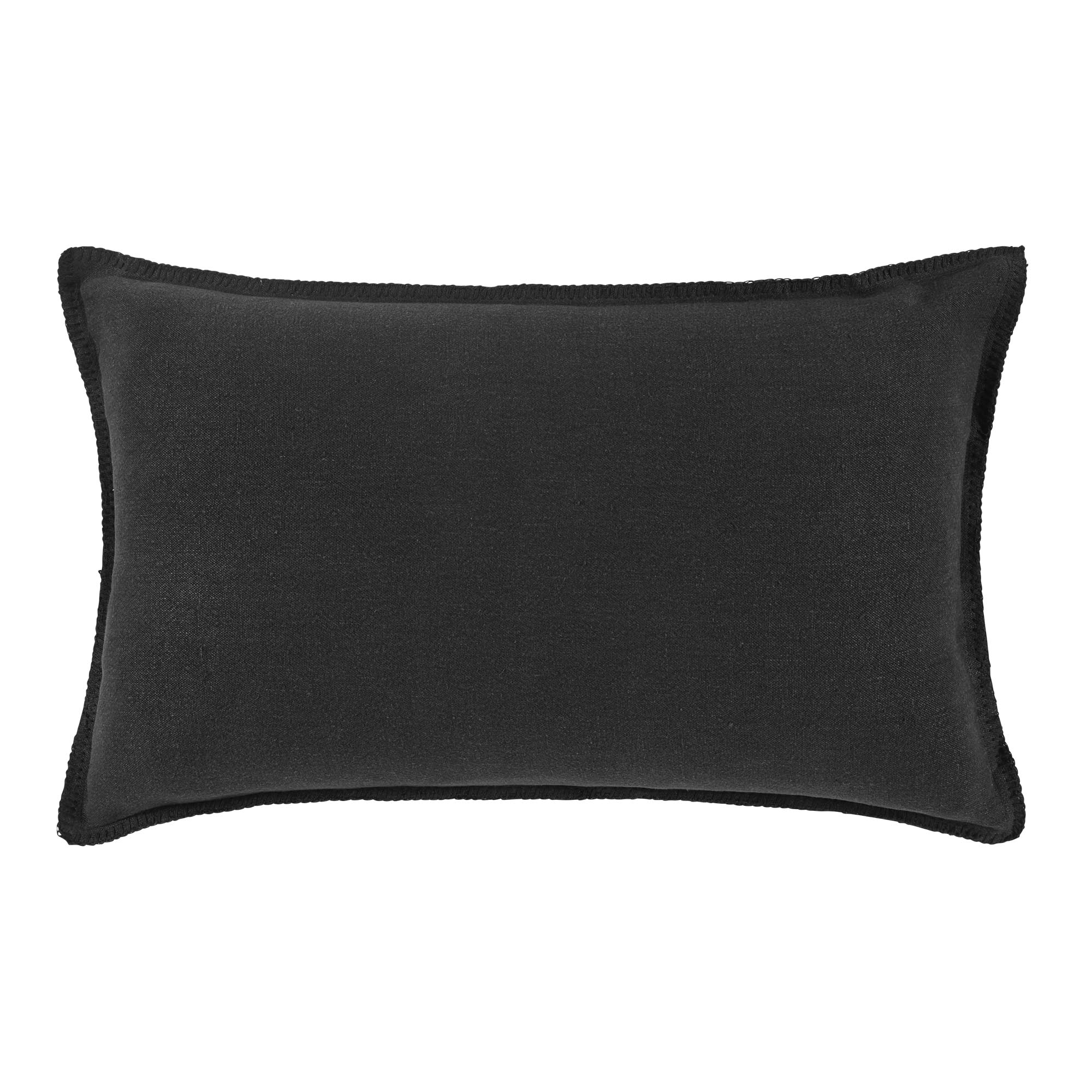 Housse de coussin 45x70 cm Gris anthracite et feston en Lin NINO (photo) Housse de coussin 45x70 cm Gris anthracite et feston en Lin NINO