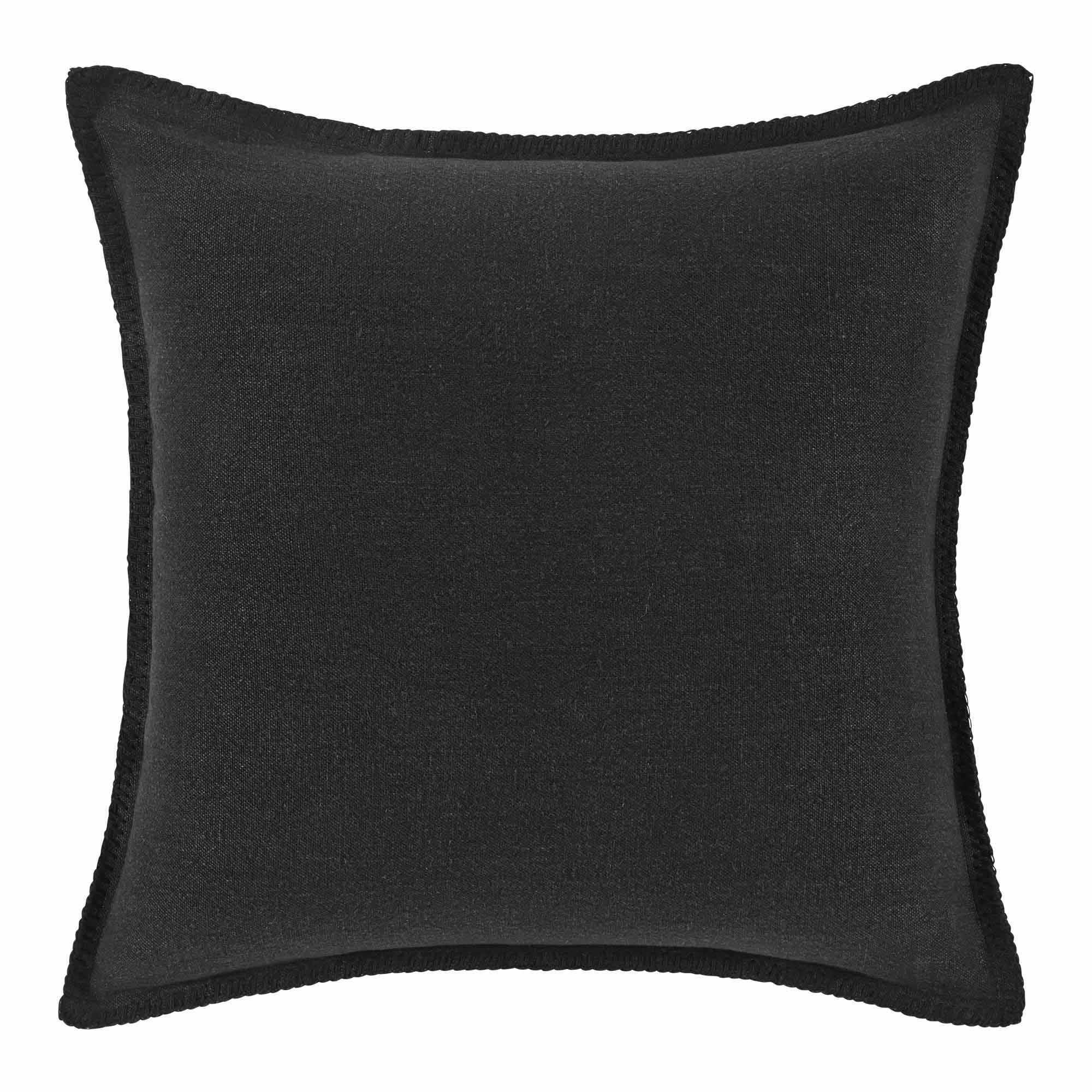 Housse de coussin 50x50 cm Gris anthracite et feston en Lin NINO (photo) Housse de coussin 50x50 cm Gris anthracite et feston en Lin NINO
