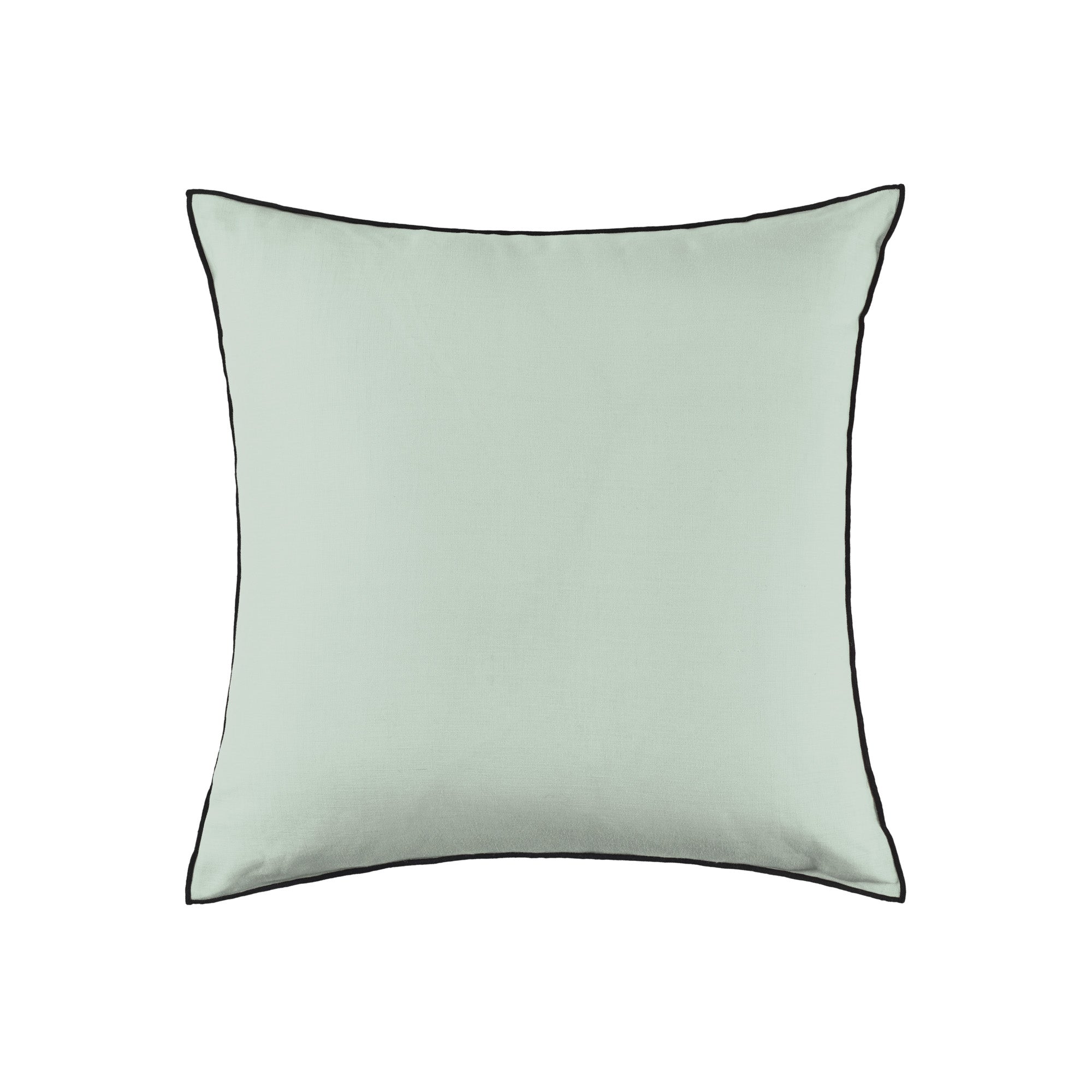 Housse de coussin 50x50 cm Vert amande et bourdon noir en Lin Housse de coussin 50x50 cm Vert amande et bourdon noir en Lin